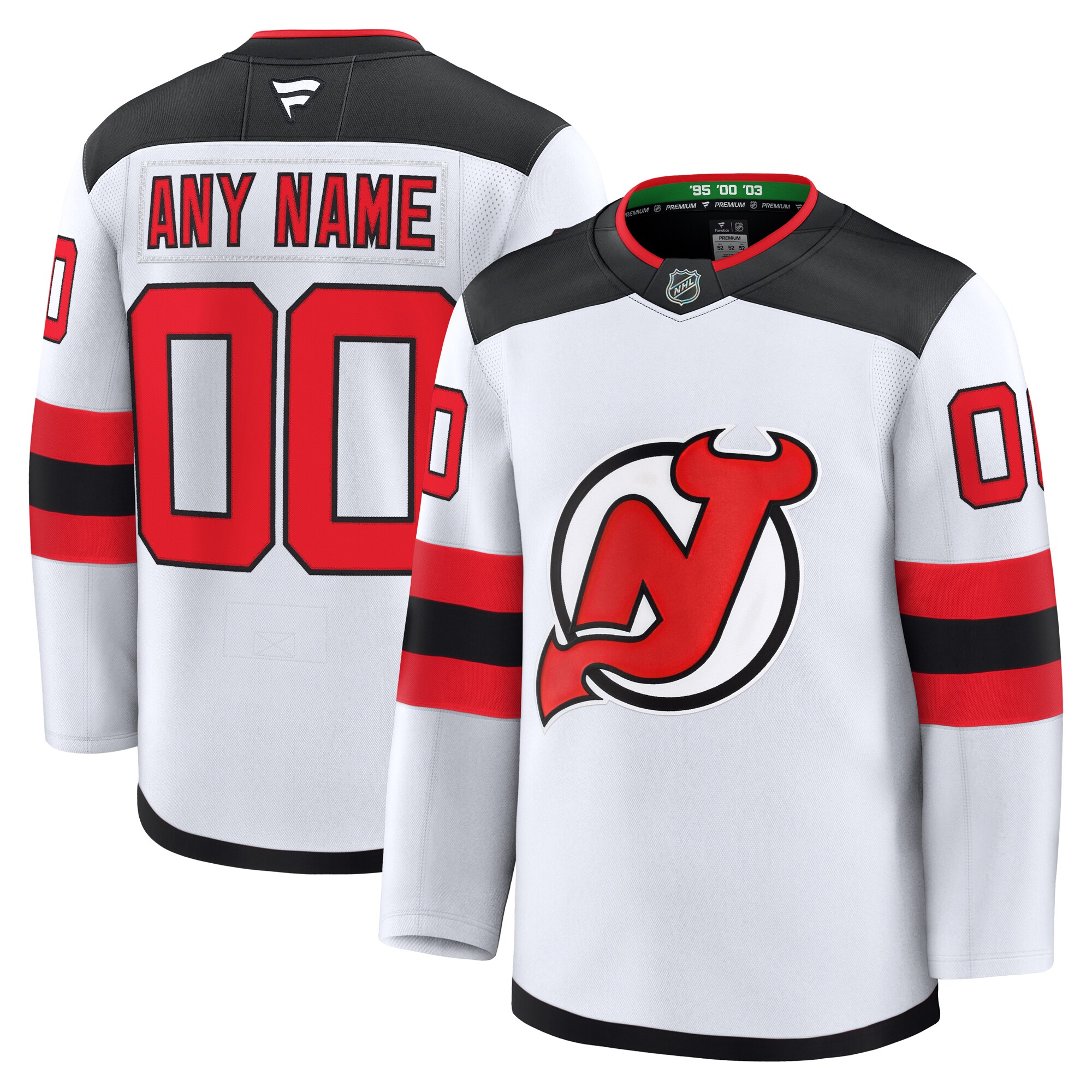 Men's New Jersey Devils White Away Premium Custom Jersey