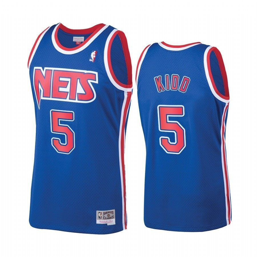 Men's New Jersey Nets 5 Jason Kidd 1992-93 Hardwood Classics Royal Jersey