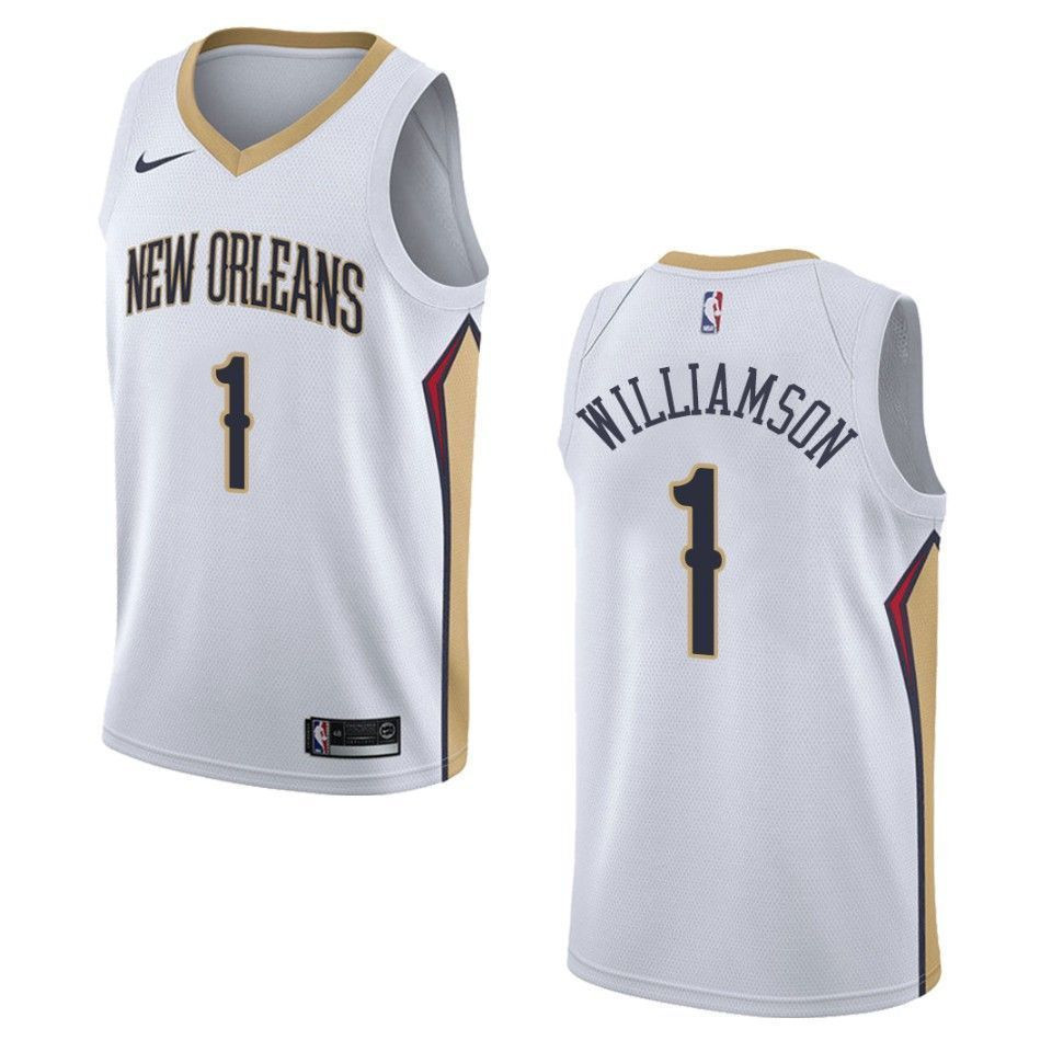 Men's New Orleans Pelicans 1 Zion Williamson Association Swingman Jersey - White