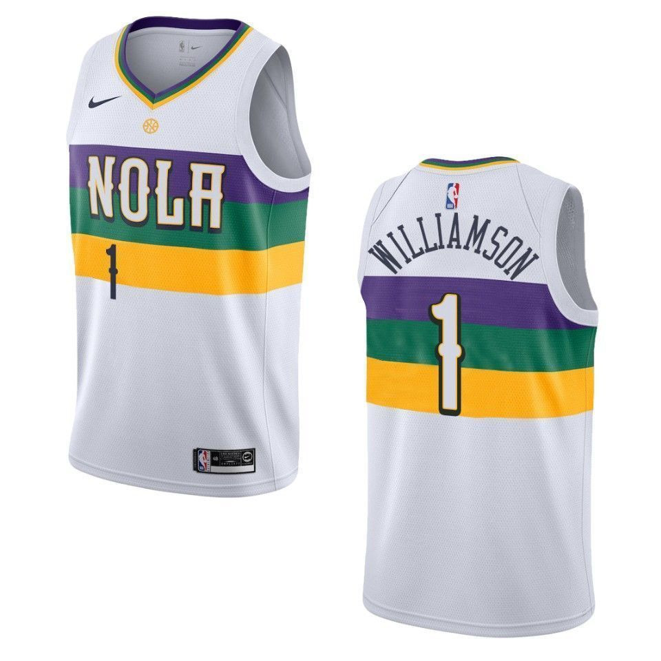 Men's New Orleans Pelicans 1 Zion Williamson City Swingman Jersey - White