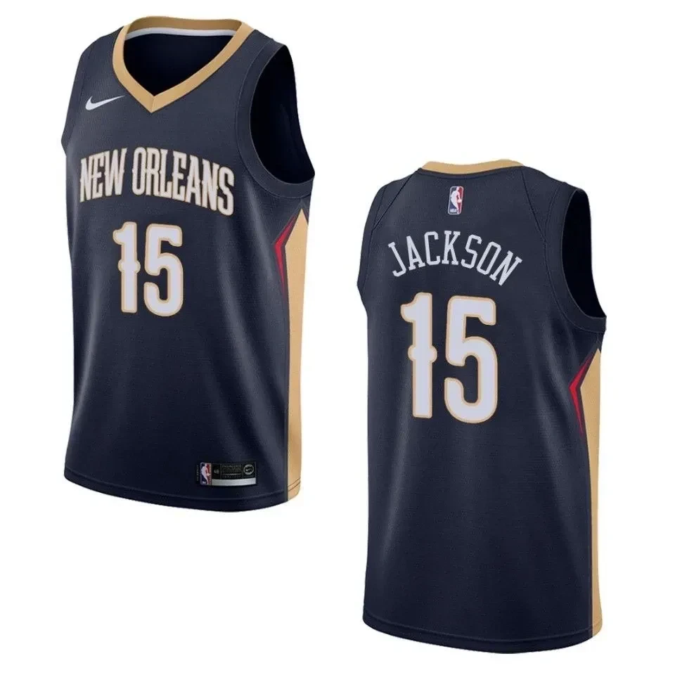 Men's New Orleans Pelicans 15 Frank Jackson Icon Swingman Jersey - Navy