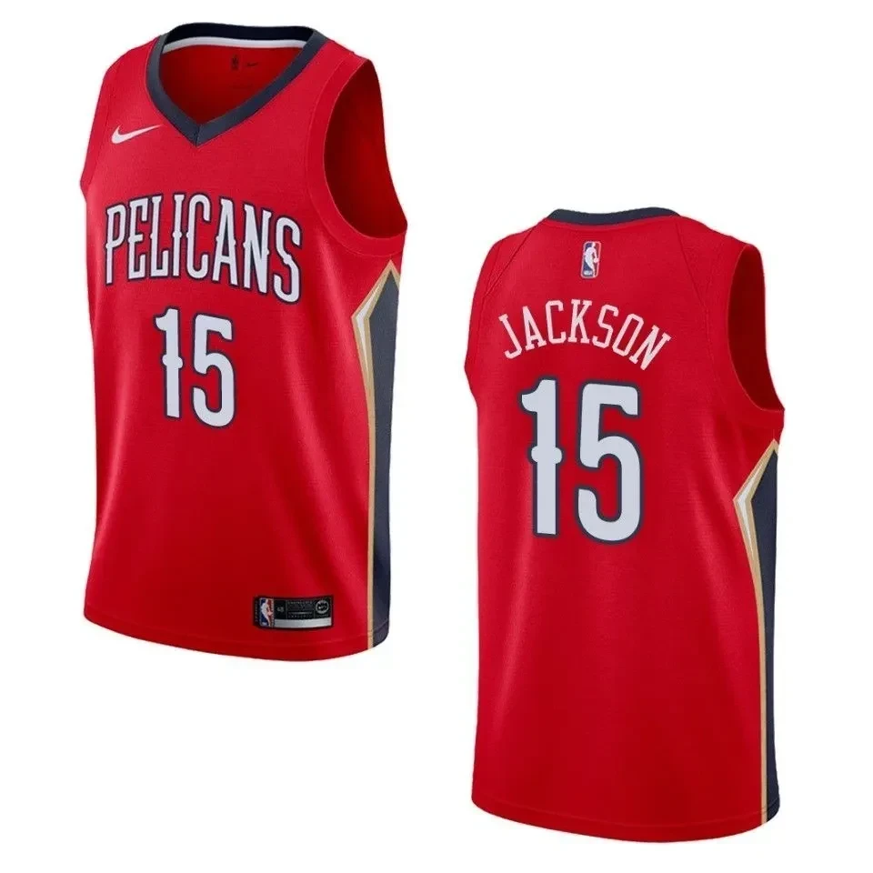 Men's New Orleans Pelicans 15 Frank Jackson Statement Swingman Jersey - Red