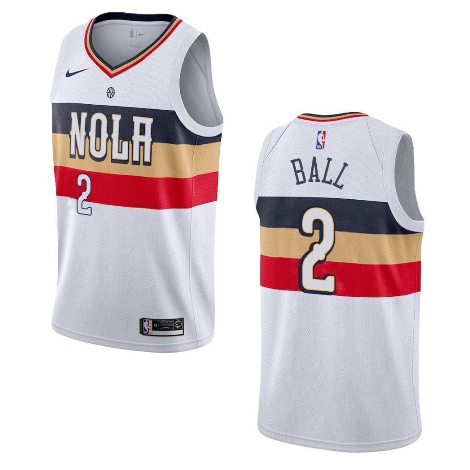 Men's New Orleans Pelicans 2 Lonzo Ball Earned Swingman Jersey - White
