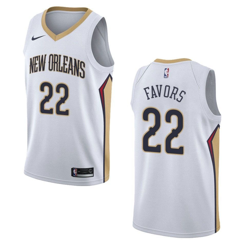 Men's New Orleans Pelicans 22 Derrick Favors Association Swingman Jersey - White
