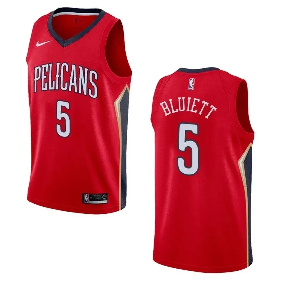 Men's New Orleans Pelicans 5 Trevon Bluiett Statement Swingman Jersey - Red