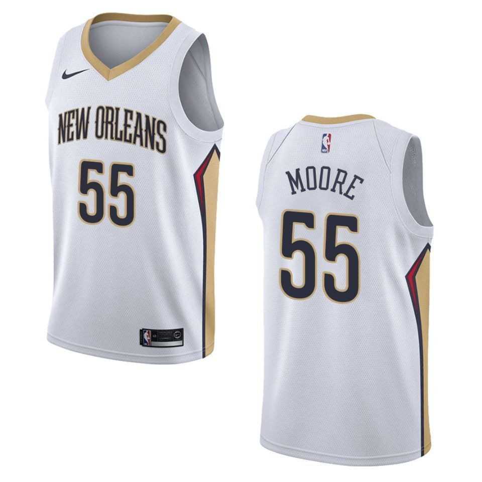 Men's New Orleans Pelicans 55 E'twaun Moore Association Swingman Jersey - White