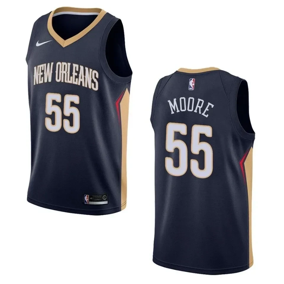 Men's New Orleans Pelicans 55 E'twaun Moore Icon Swingman Jersey - Navy