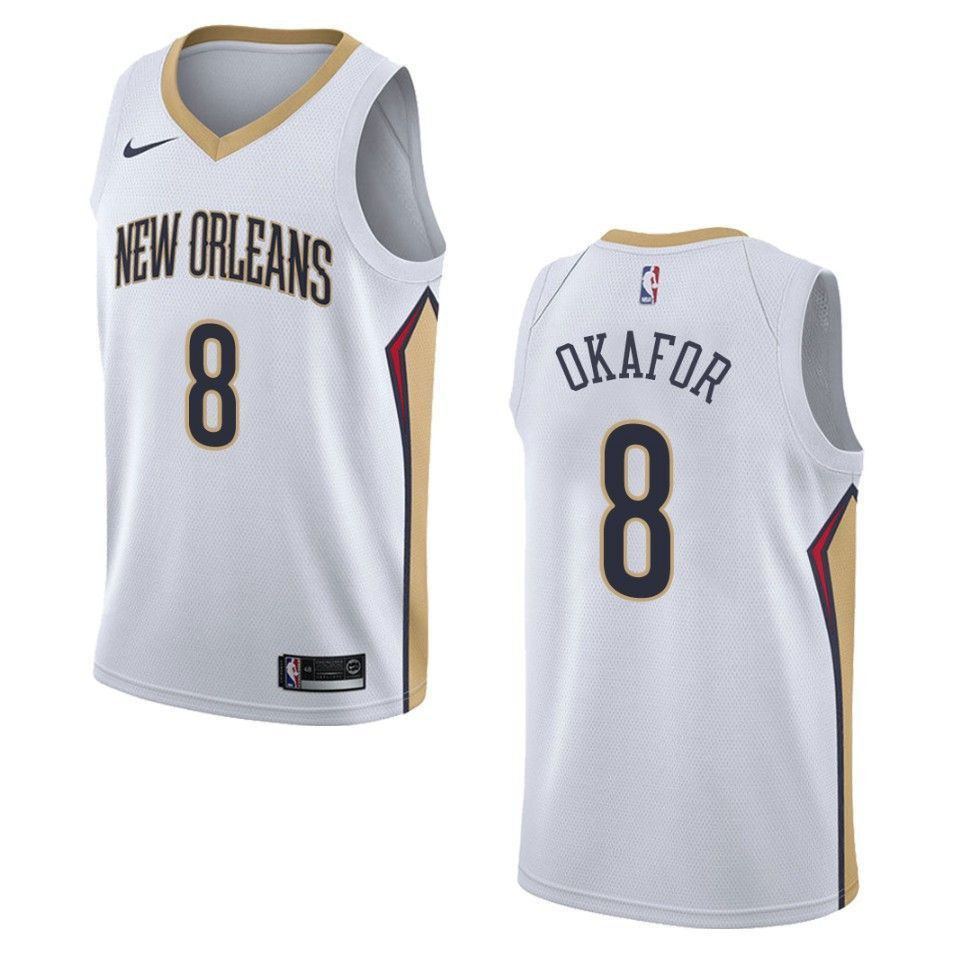 Men's New Orleans Pelicans 8 Jahlil Okafor Association Swingman Jersey - White