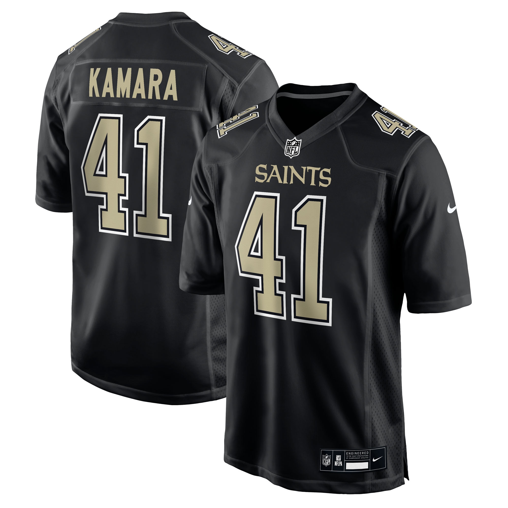 Men's New Orleans Saints Alvin Kamara Carbon Black Fashion Game Jersey Js6344