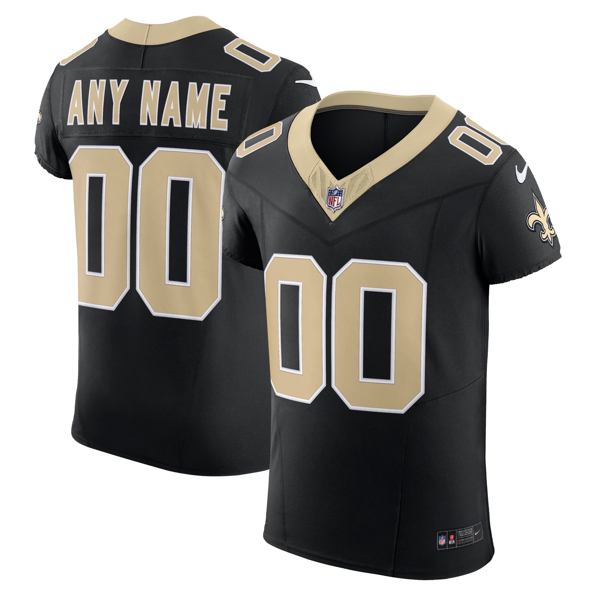 Men's New Orleans Saints Black Vapor F.u.s.e. Elite Custom Jersey Js2926