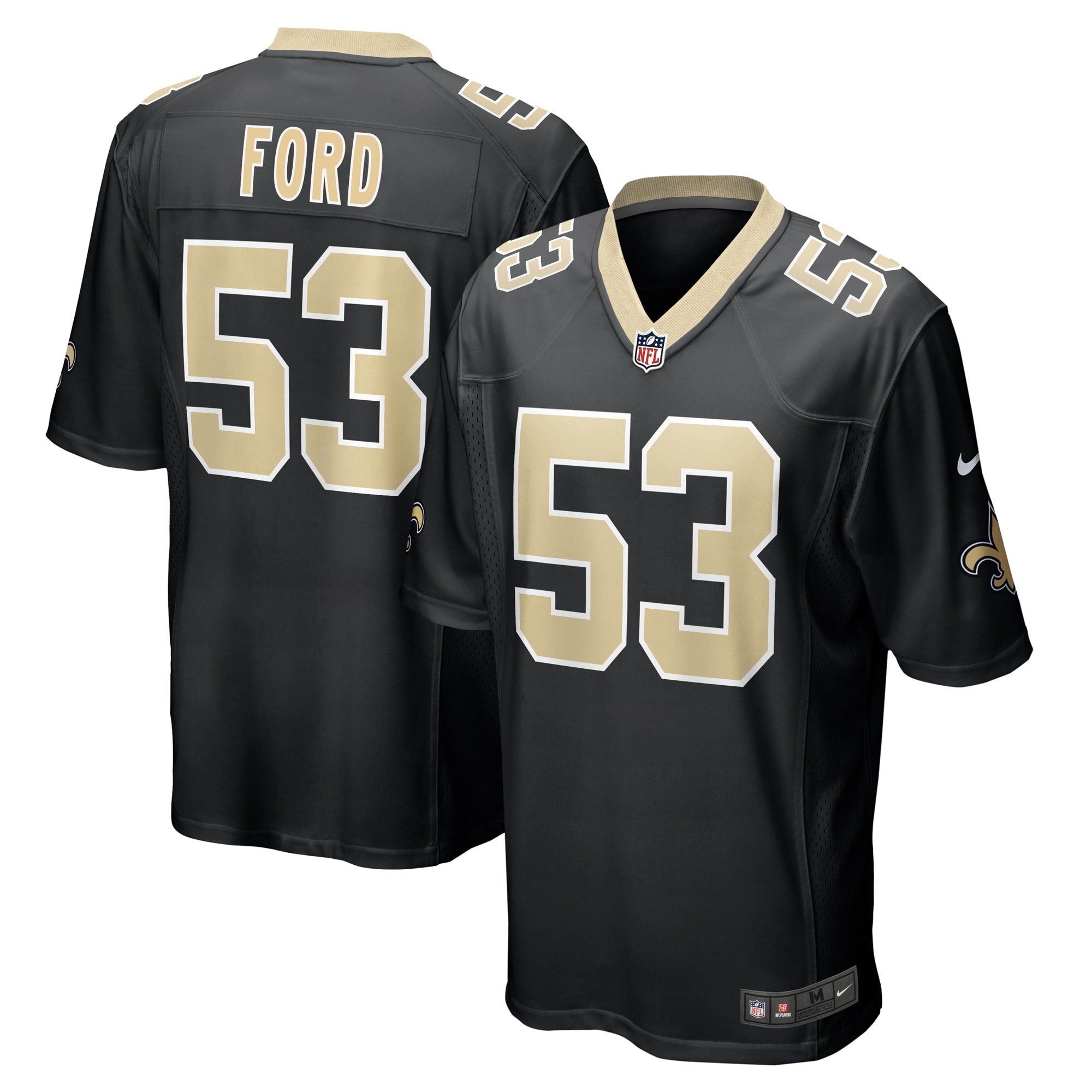 Men's New Orleans Saints Jaylan Ford Black Game Jersey Js1333