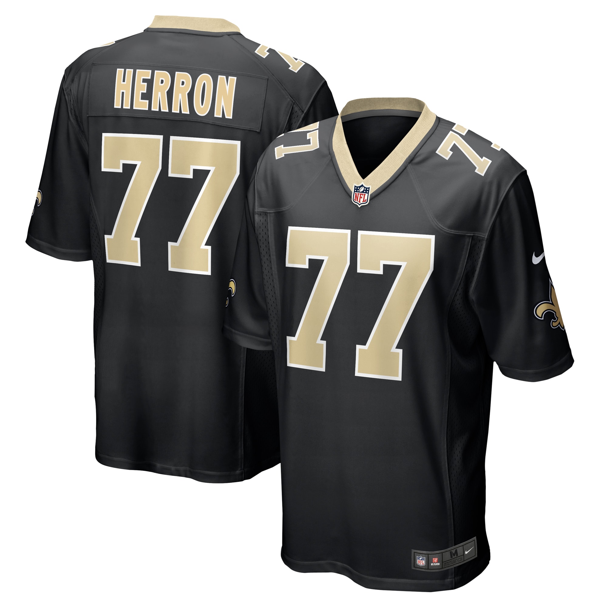 Men's New Orleans Saints Justin Herron Black Game Jersey Js3634