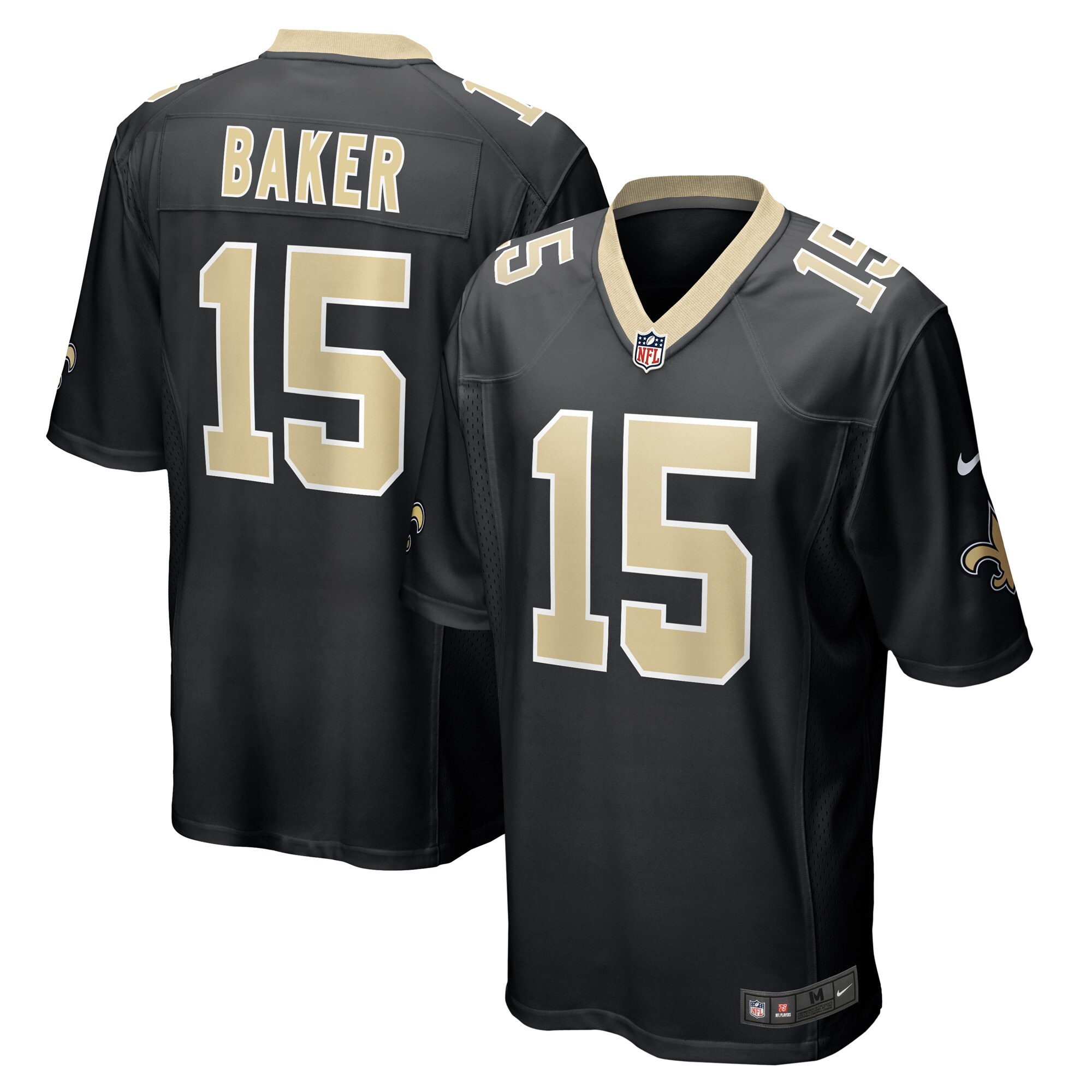 Men's New Orleans Saints Kawaan Baker Black Game Player Jersey Js6639