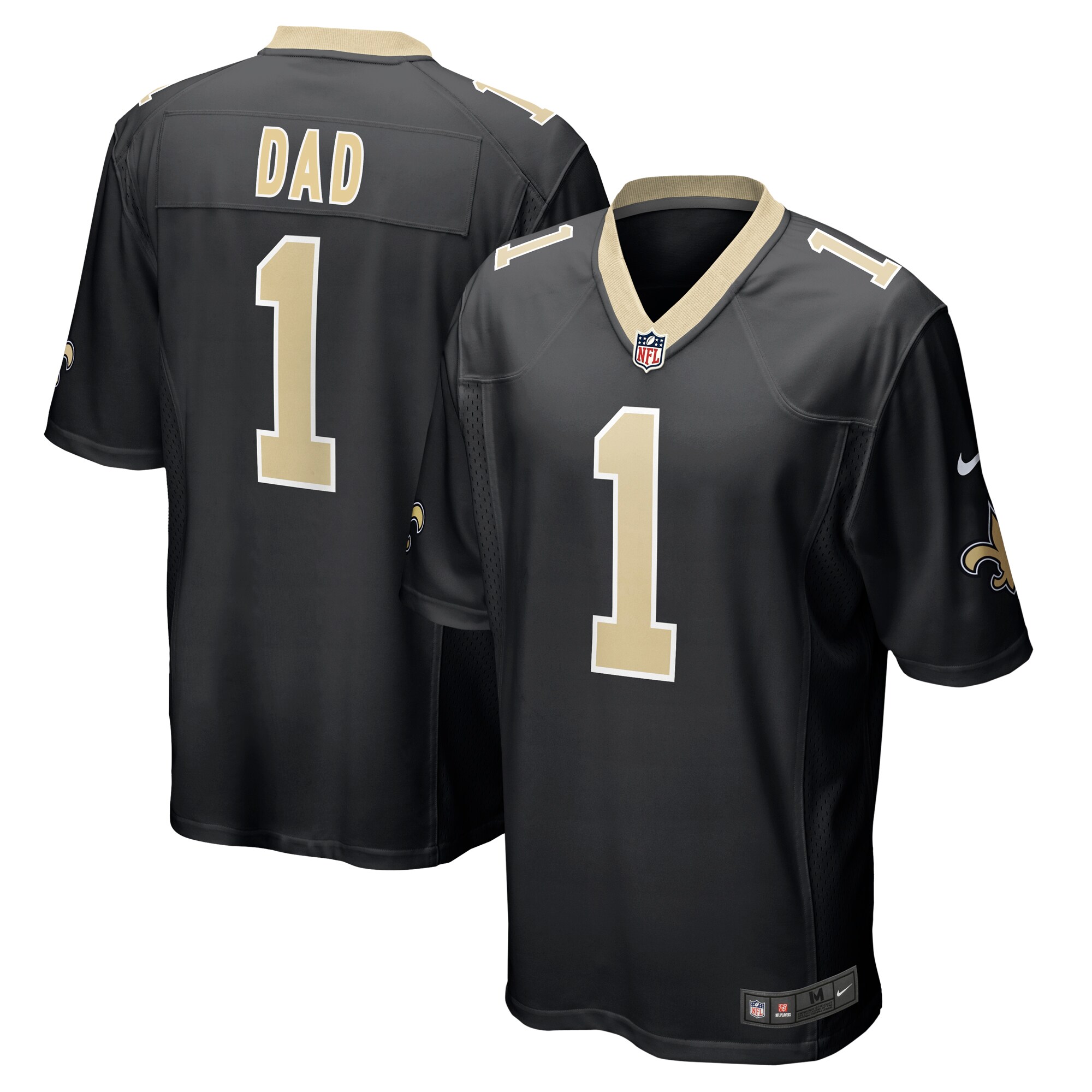 Men's New Orleans Saints Number 1 Dad Black Game Jersey Js3904