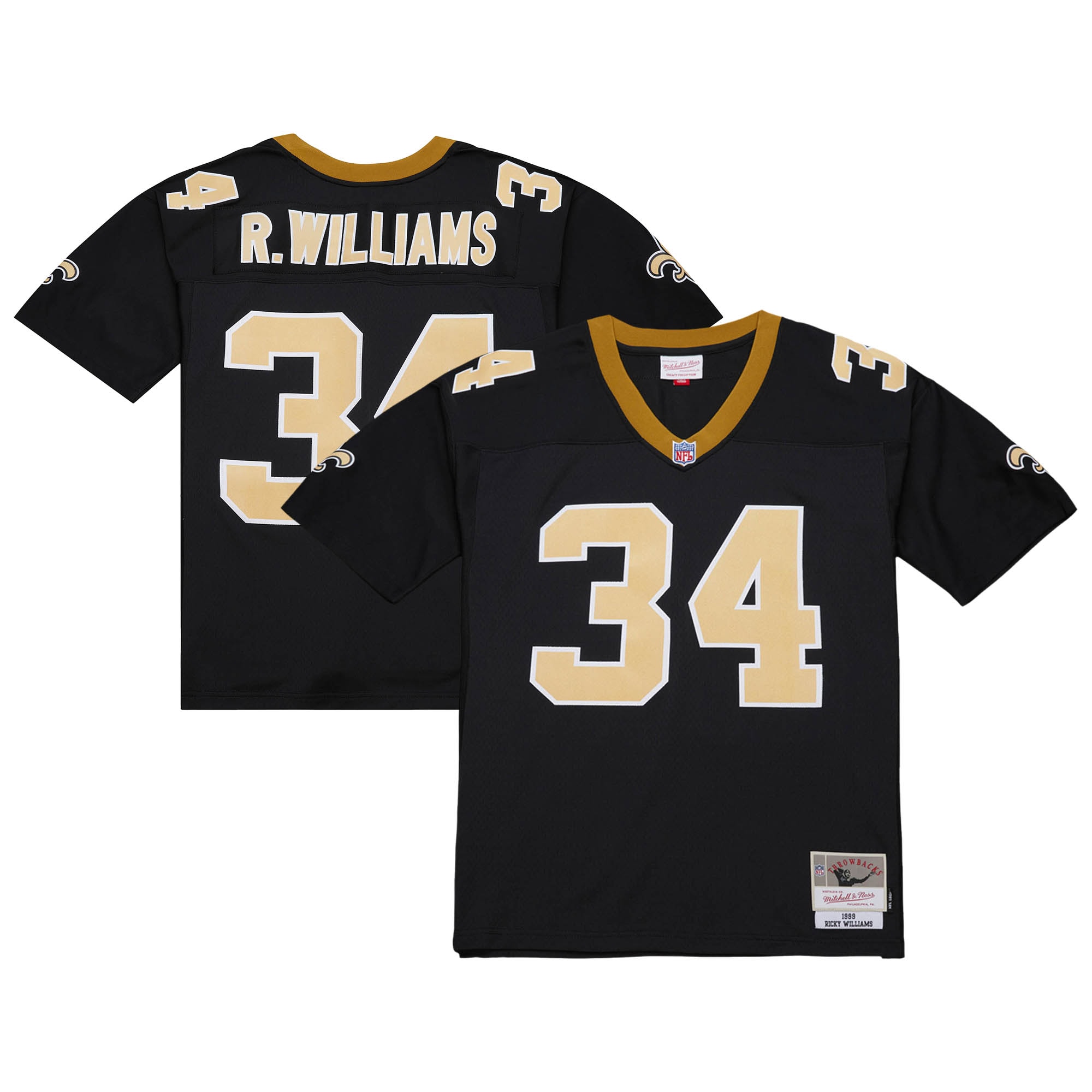 Men's New Orleans Saints Ricky Williams Mitchell & Ness Black 1999 Legacy Jersey Js7566