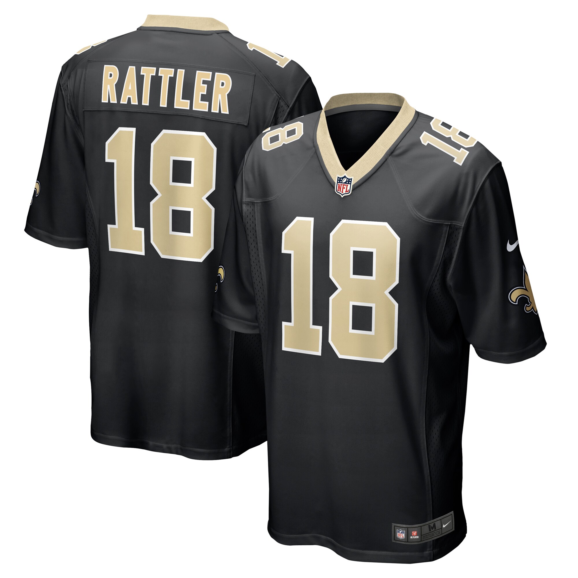 Men's New Orleans Saints Spencer Rattler Black Game Jersey Js4812