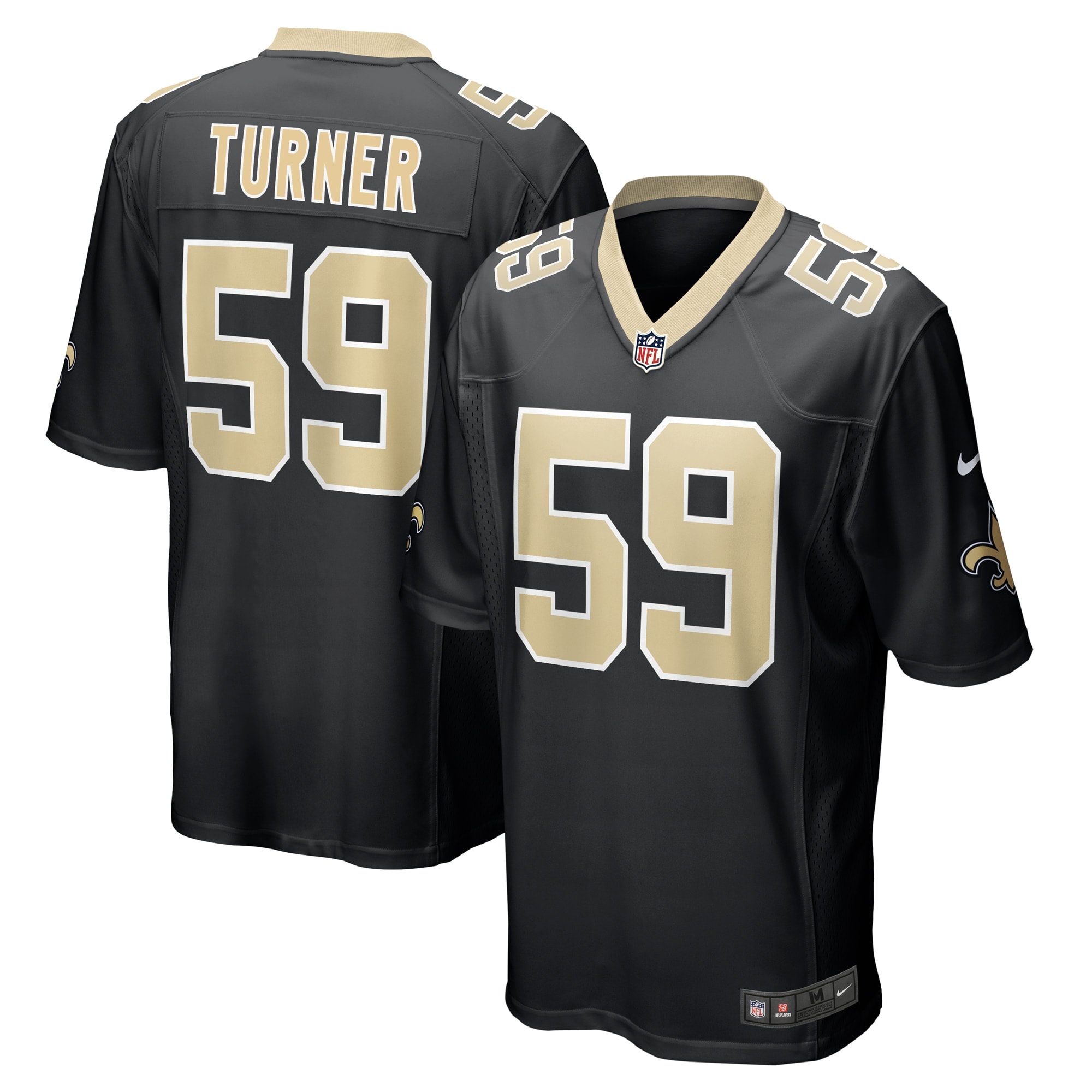 Men's New Orleans Saints Trai Turner Black Team Game Jersey Js1500