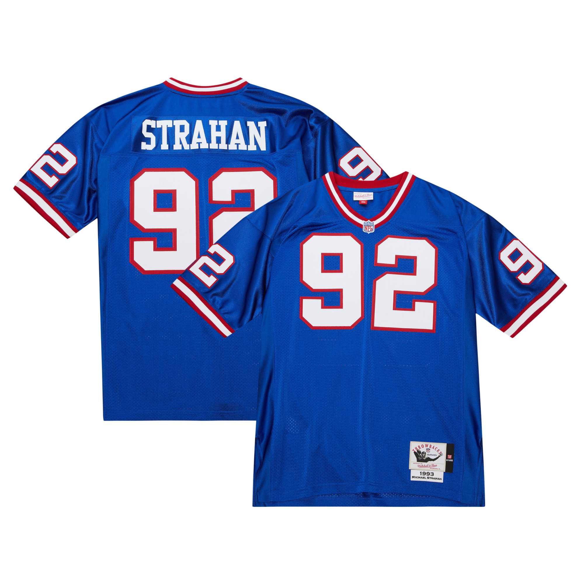 Men's New York Giants 1993 Michael Strahan Mitchell & Ness Royal Throwback Retired Player Jersey Js4113