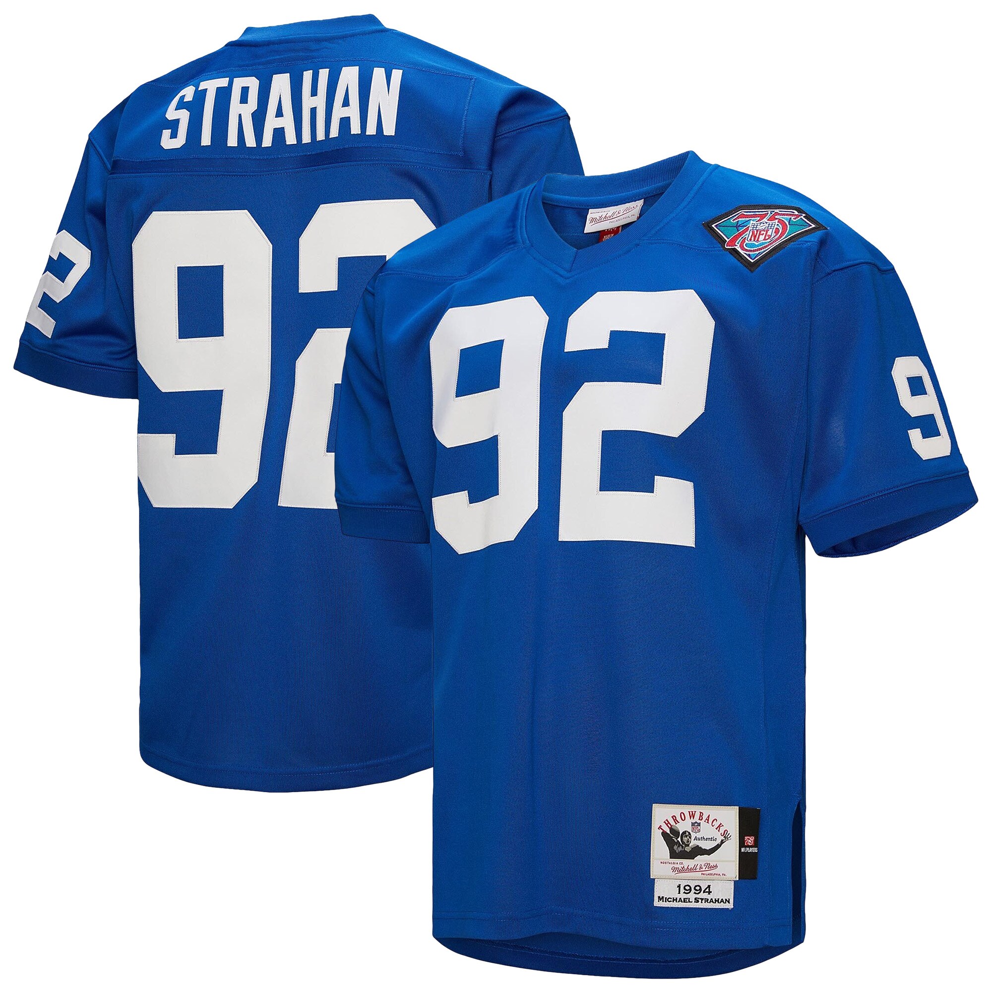 Men's New York Giants 1994 Michael Strahan Mitchell & Ness Royal Throwback Retired Player Jersey Js8446