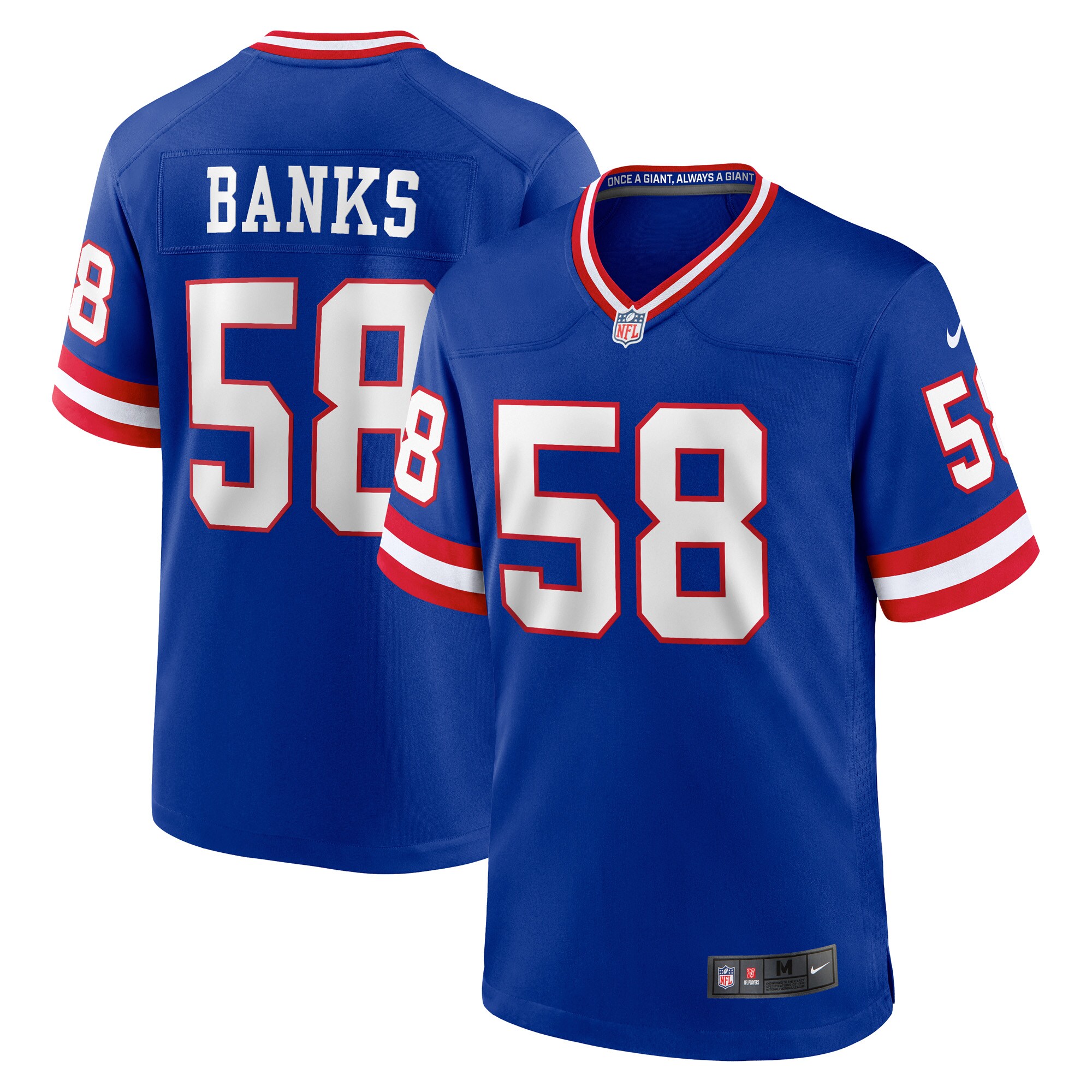 Men's New York Giants Carl Banks Royal Classic Retired Player Game Jersey Js4036