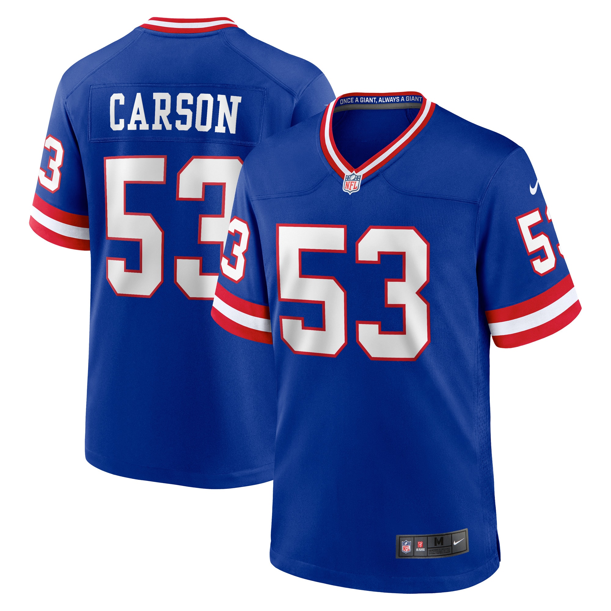 Men's New York Giants Harry Carson Royal Classic Retired Player Game Jersey Js9249