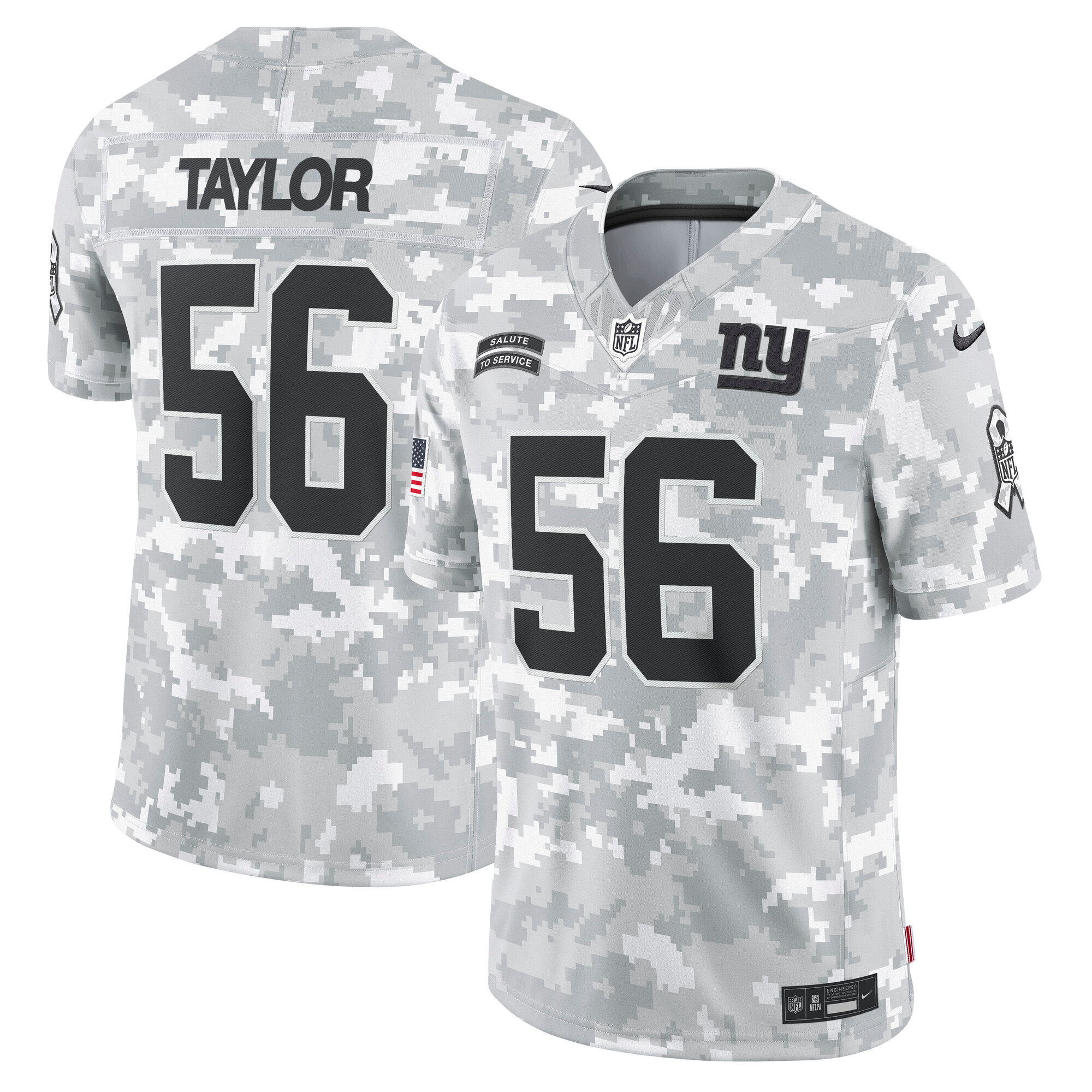 Men's New York Giants Lawrence Taylor Arctic Camo 2024 Salute To Service Retired Player Limited Jersey Js4196