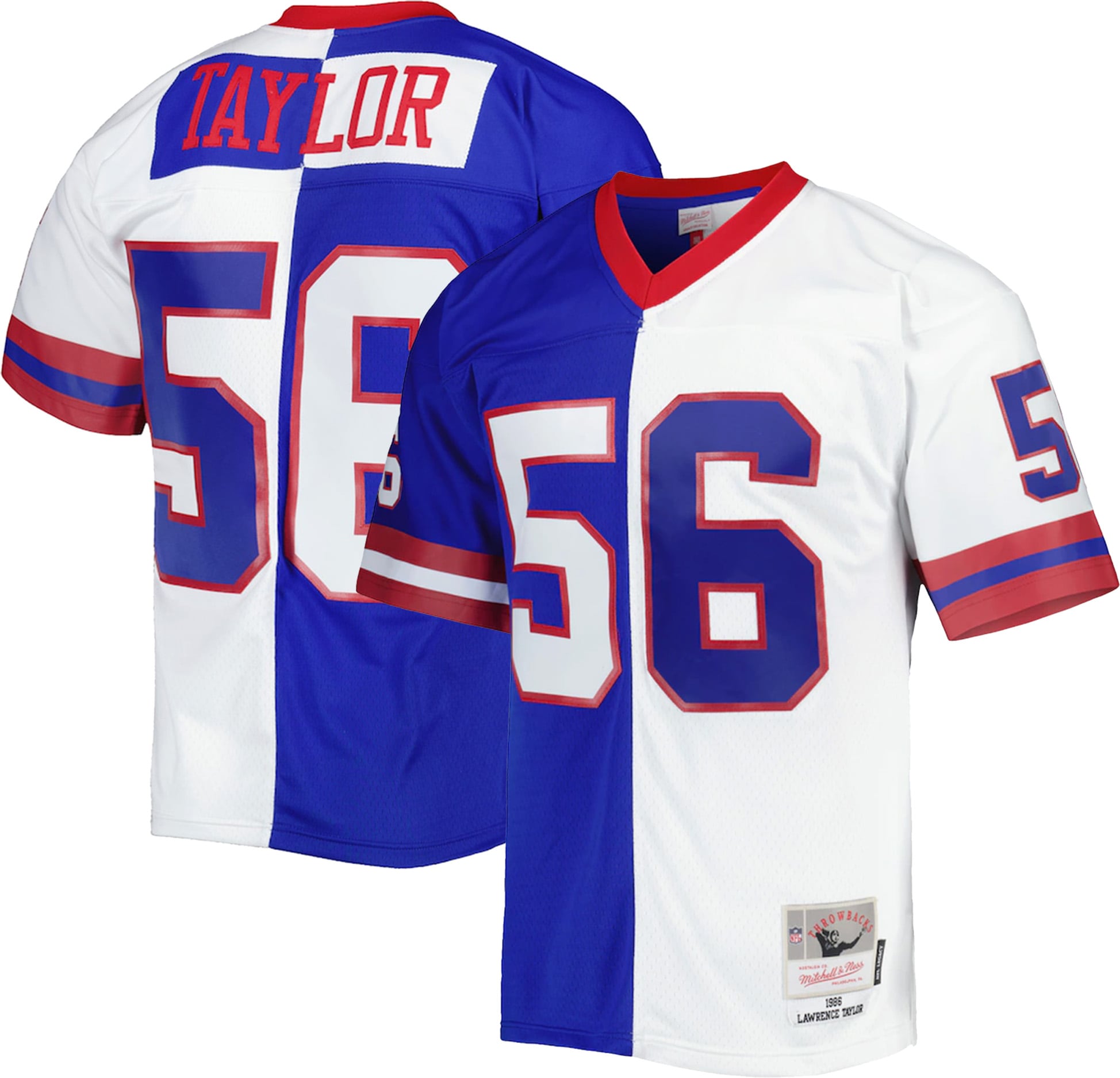 Men's New York Giants Lawrence Taylor Mitchell & Ness Royal/white 1986 Split Legacy Jersey Js7463