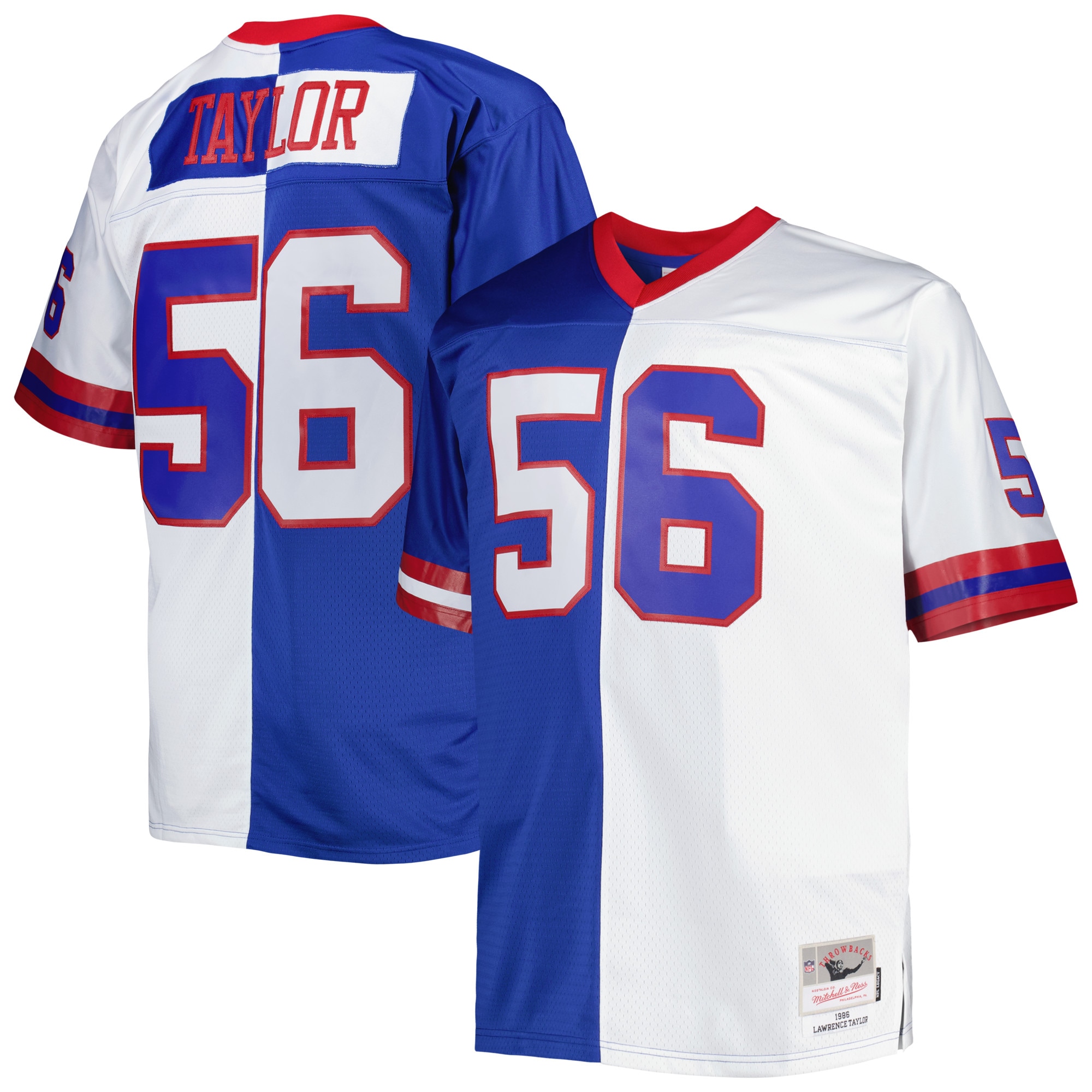 Men's New York Giants Lawrence Taylor Mitchell & Ness Royal/white Big & Tall Split Legacy Retired Player Jersey Js7263