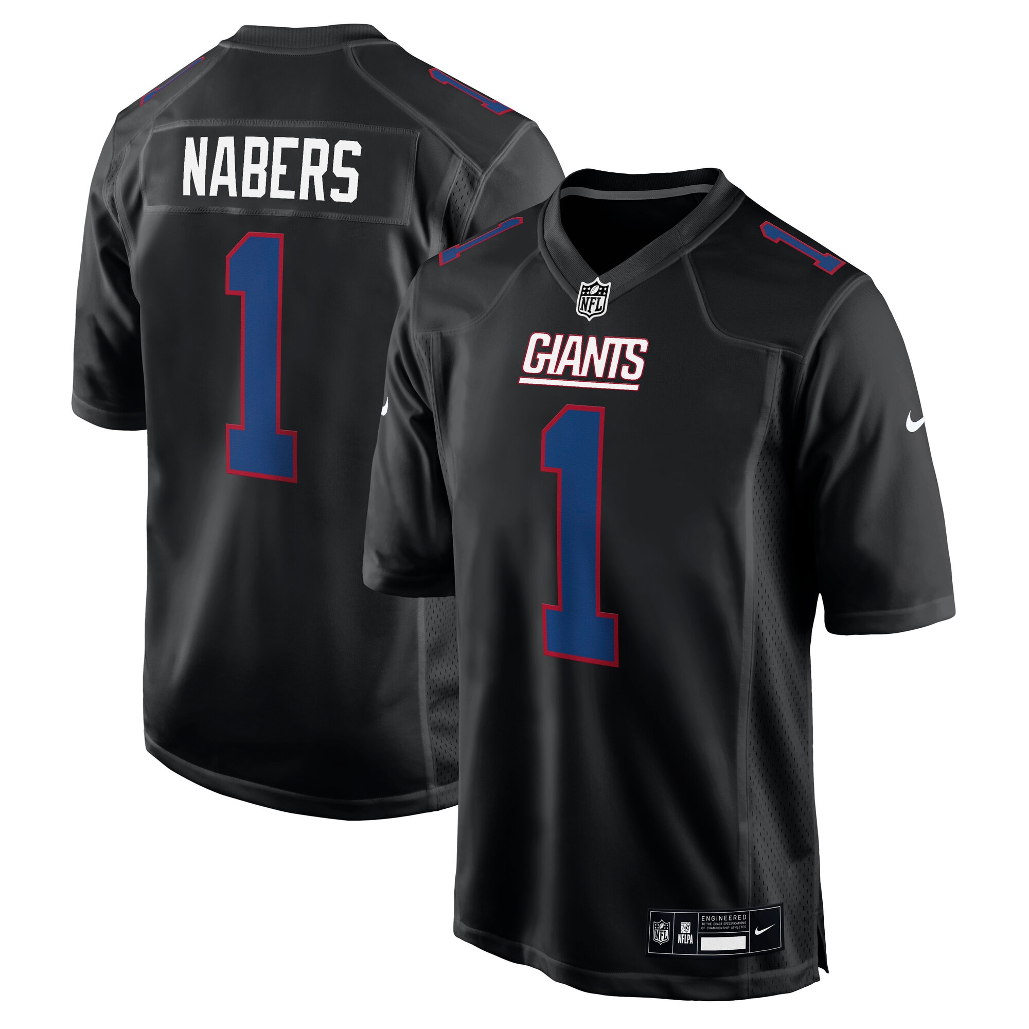 Men's New York Giants Malik Nabers Carbon Black Fashion Jersey Js2312