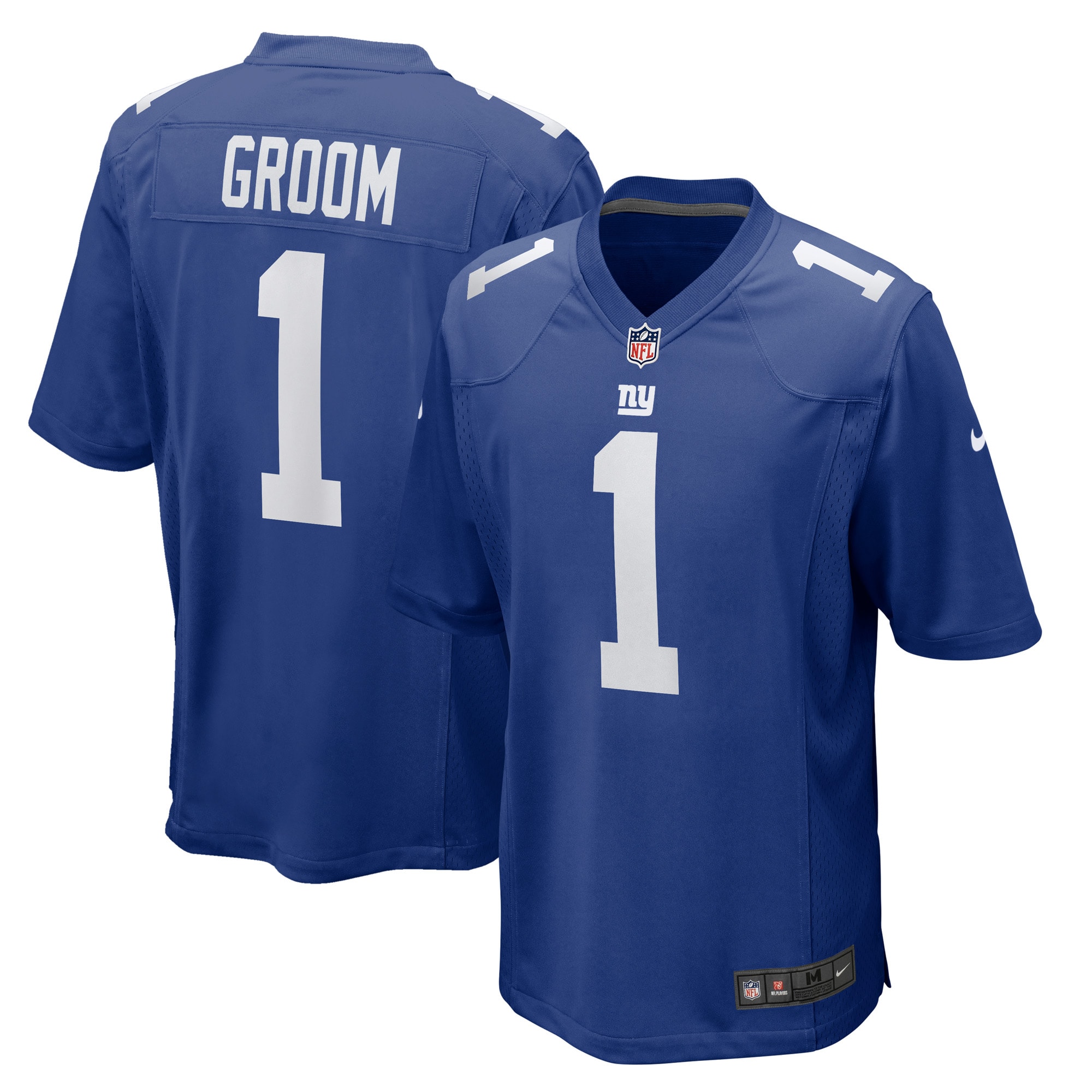 Men's New York Giants Number 1 Groom Royal Game Jersey Js9199