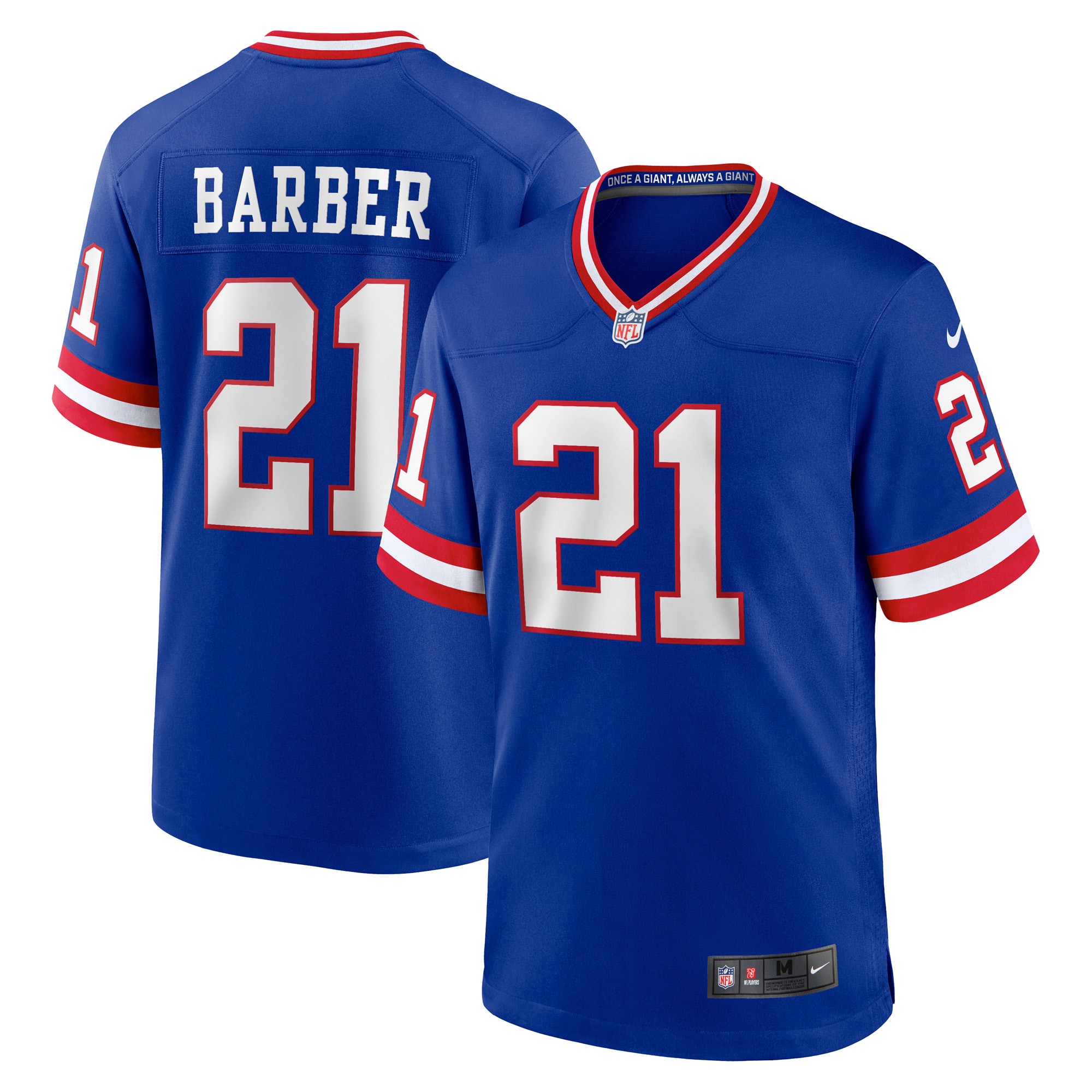 Men's New York Giants Tiki Barber Royal Classic Retired Player Game Jersey Js7489