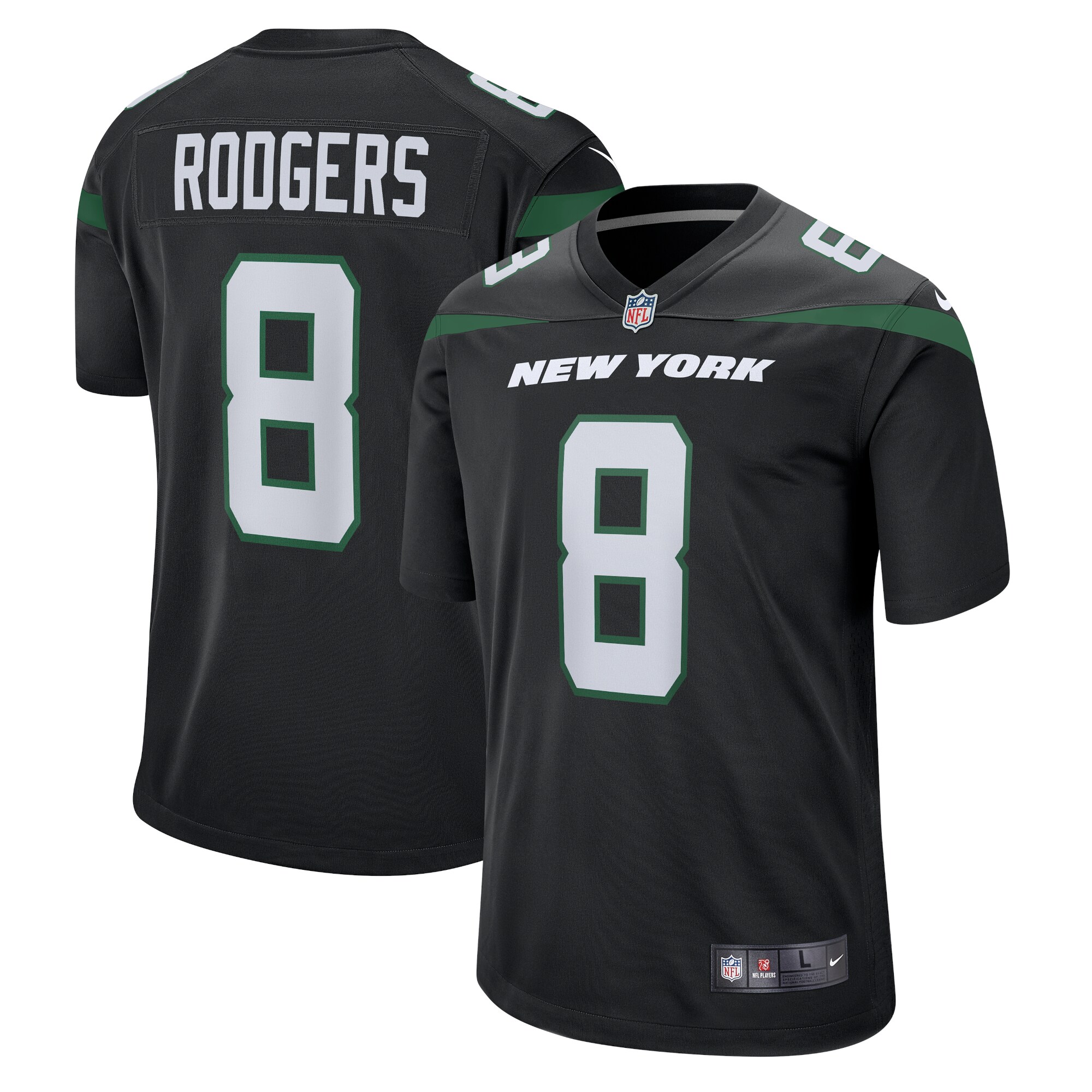 Men's New York Jets Aaron Rodgers Black Game Jersey Js5666