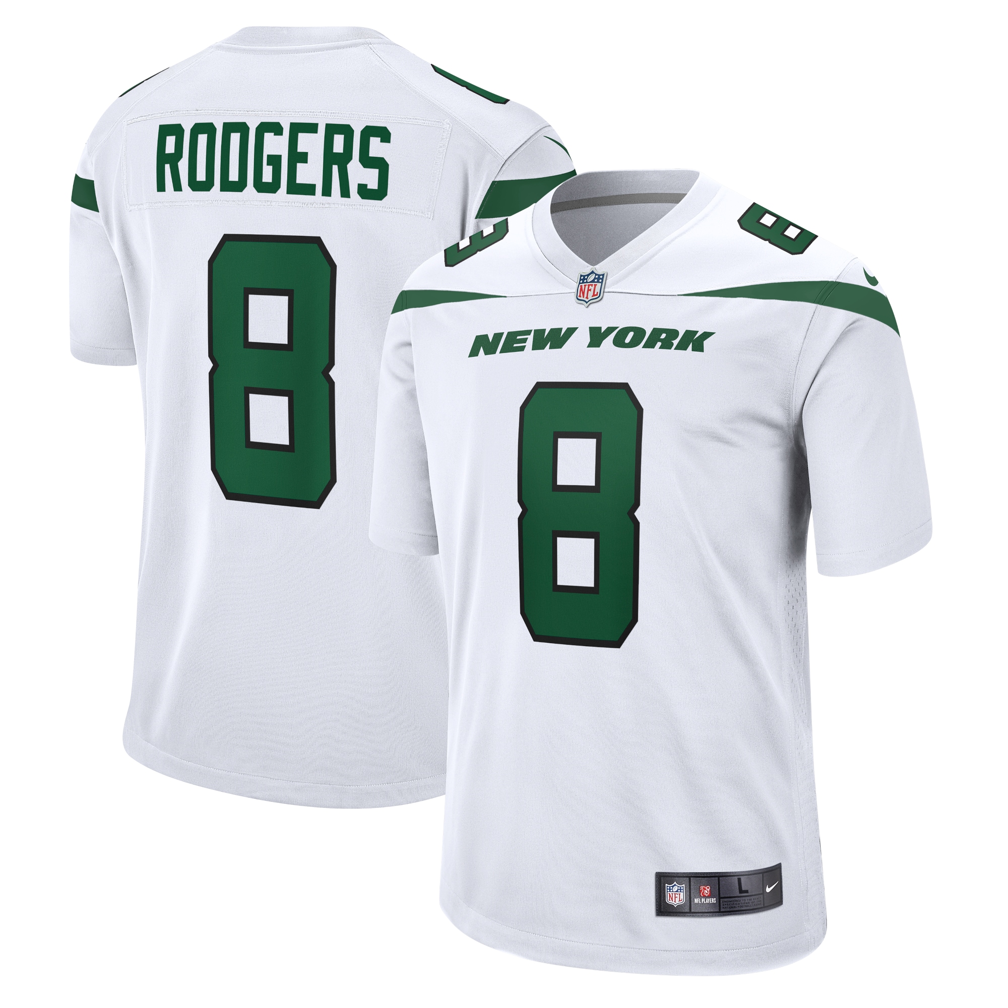 Men's New York Jets Aaron Rodgers White Game Jersey Js4432