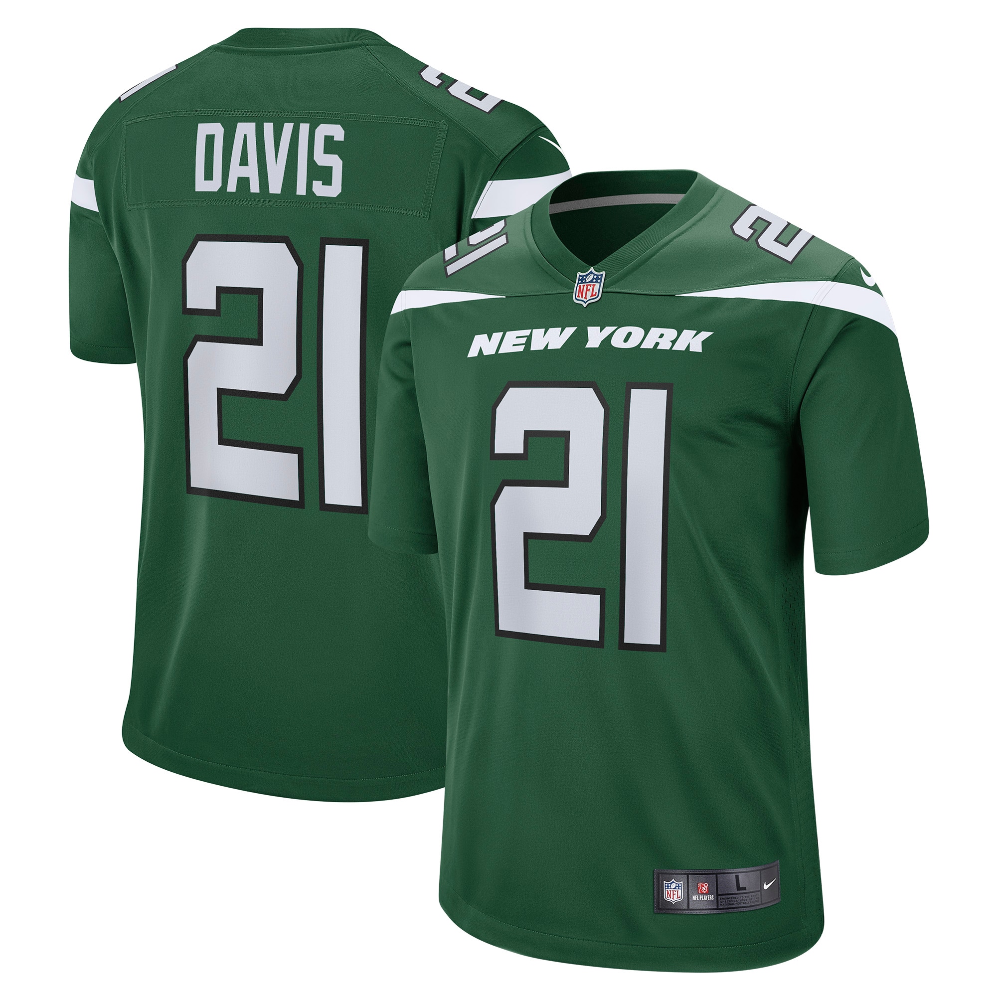 Men's New York Jets Ashtyn Davis Gotham Green Game Player Jersey Js7920