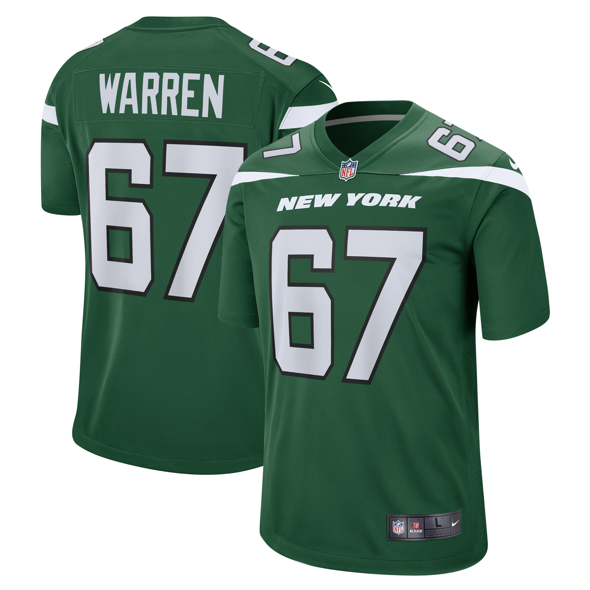 Men's New York Jets Carter Warren Gotham Green Game Jersey Js8710