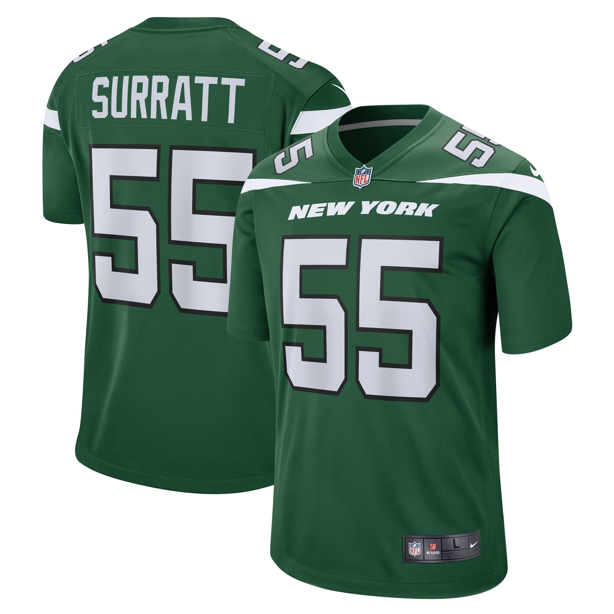 Men's New York Jets Chazz Surratt Gotham Green Game Player Jersey Js7088