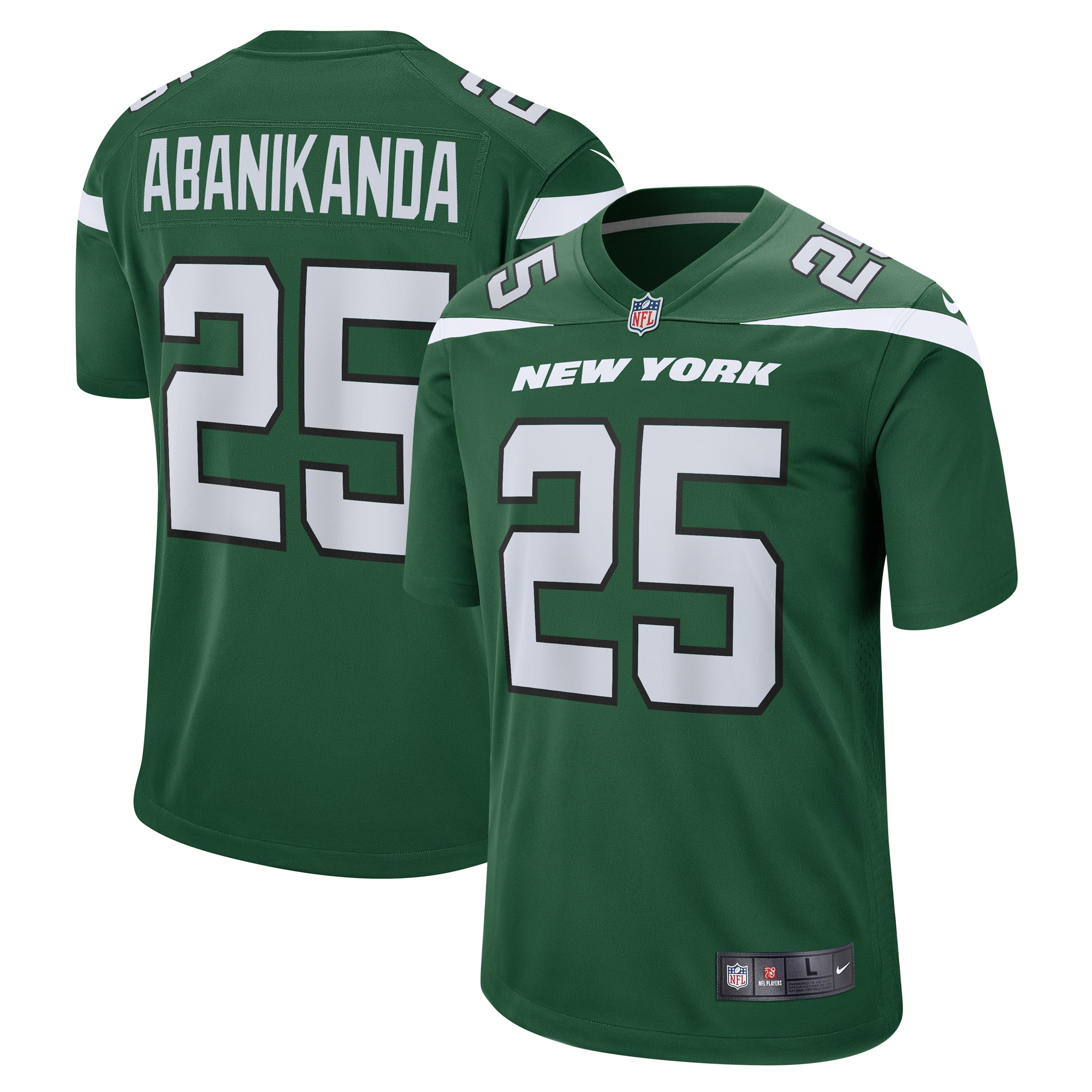 Men's New York Jets Israel Abanikanda Gotham Green Game Jersey Js8840