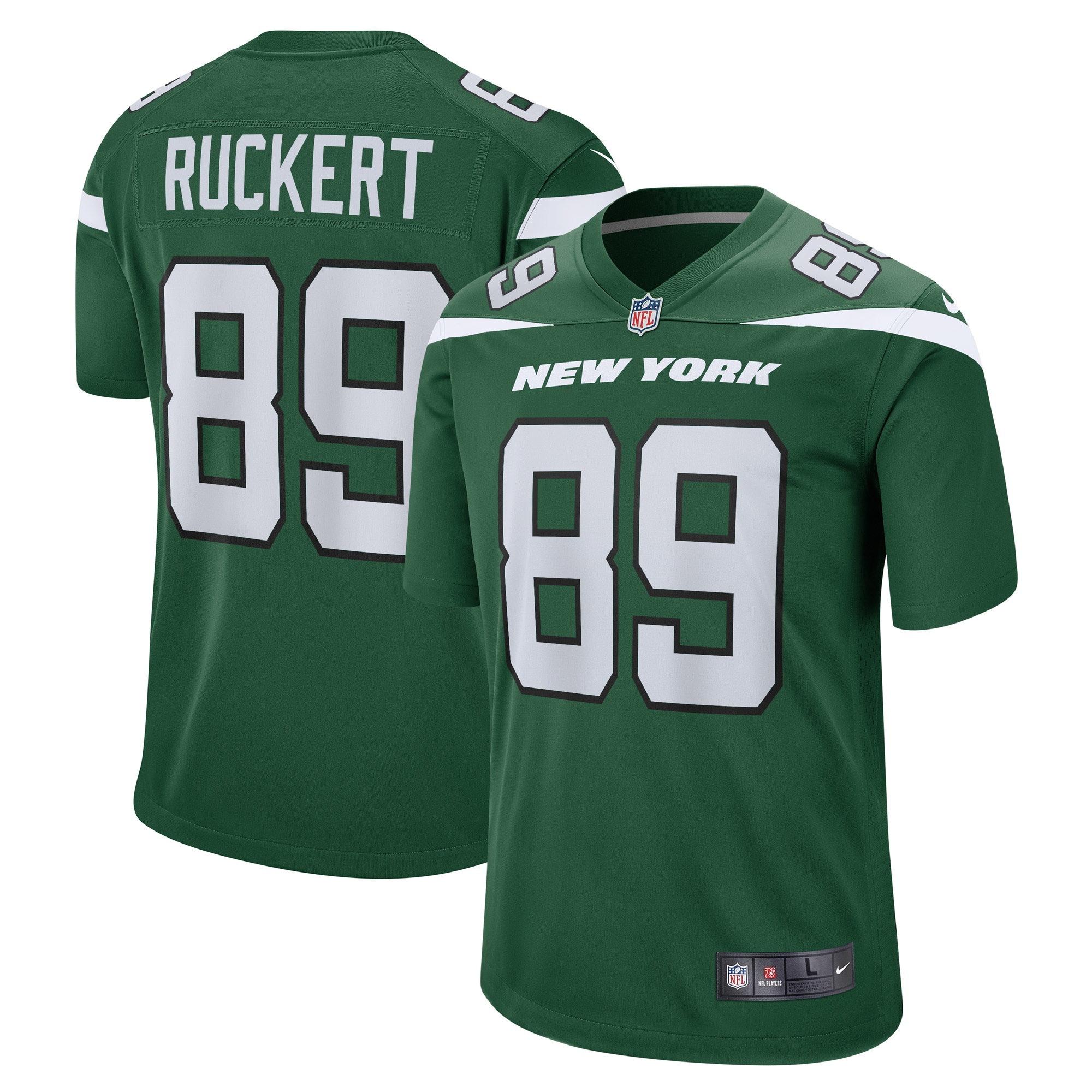 Men's New York Jets Jeremy Ruckert Gotham Green Game Player Jersey Js5440