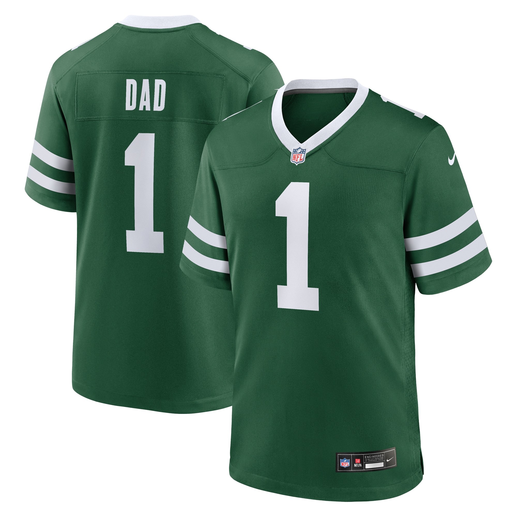 Men's New York Jets Legacy Green #1 Dad Game Jersey Js7186