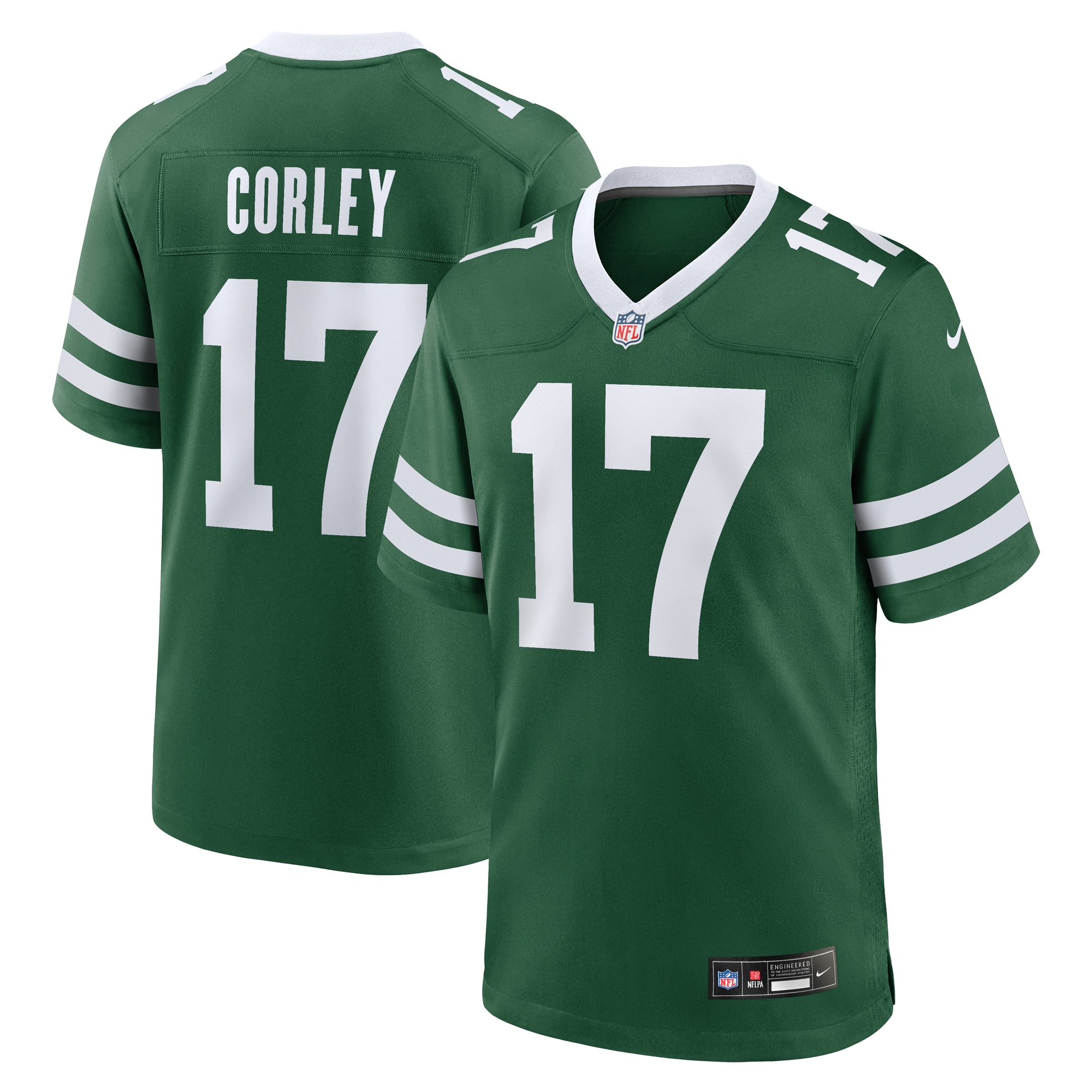 Men's New York Jets Malachi Corley Legacy Green Team Game Jersey Js3979