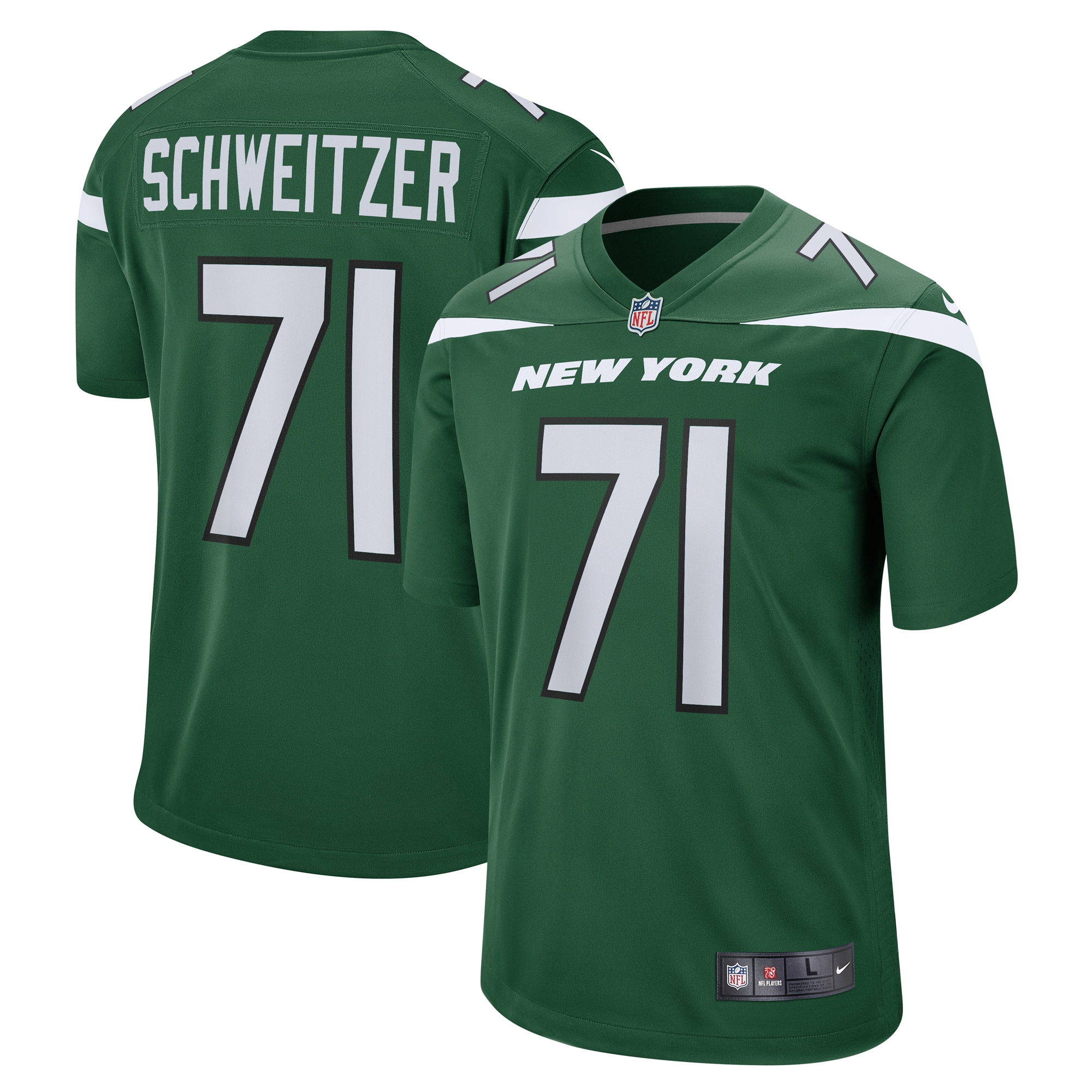 Men's New York Jets Wes Schweitzer Green Game Jersey Js1562
