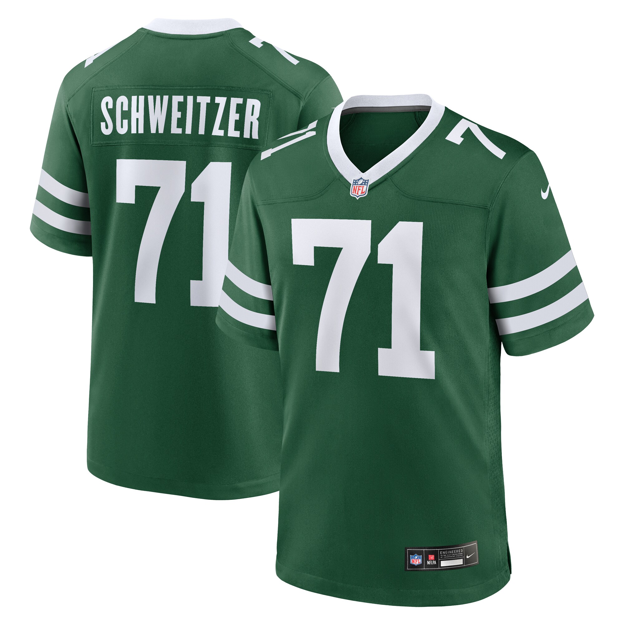 Men's New York Jets Wes Schweitzer Legacy Green Team Game Jersey Js7634