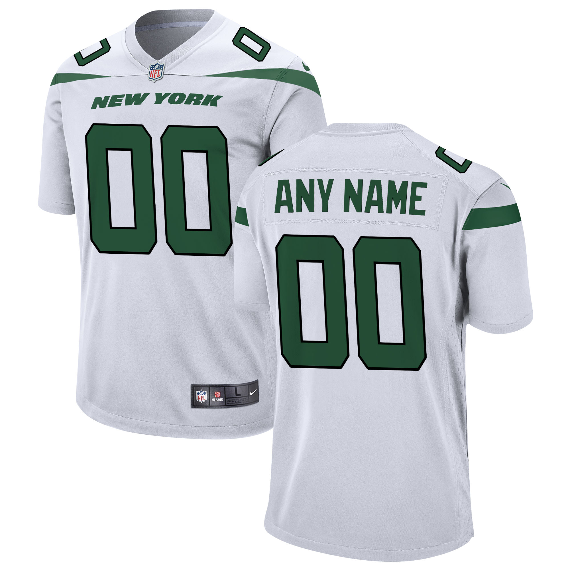 Men's New York Jets White Custom Game Jersey Js3236