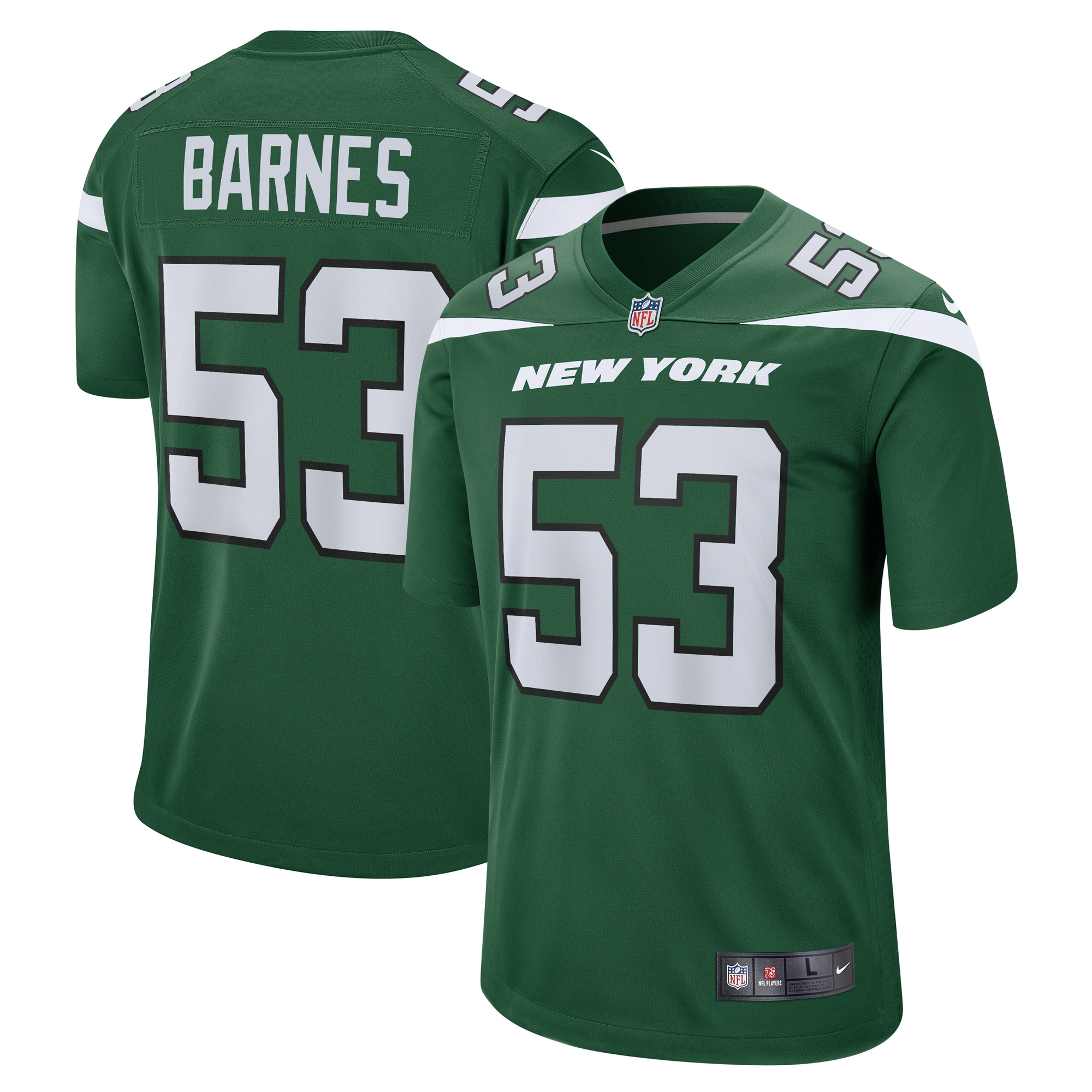 Men's New York Jets Zaire Barnes Gotham Green Game Jersey Js2228