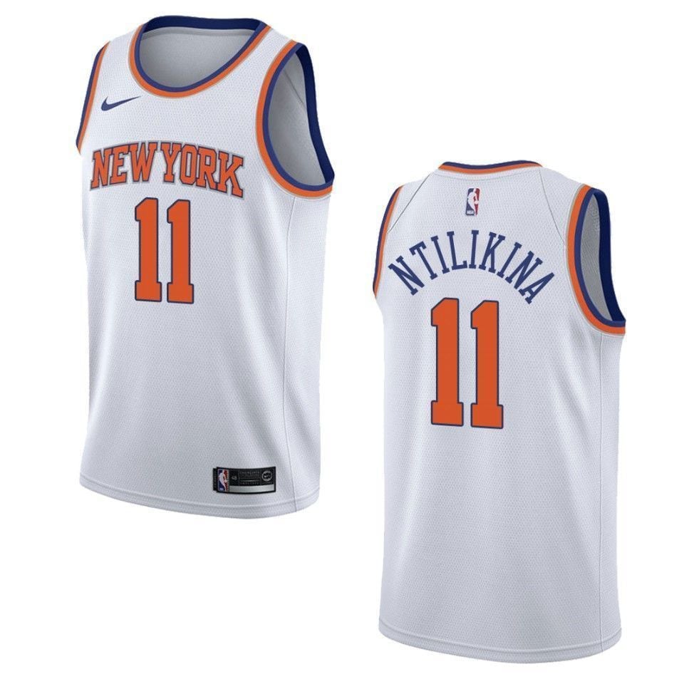 Men's New York Knicks 11 Frank Ntilikina Association Swingman Jersey - White