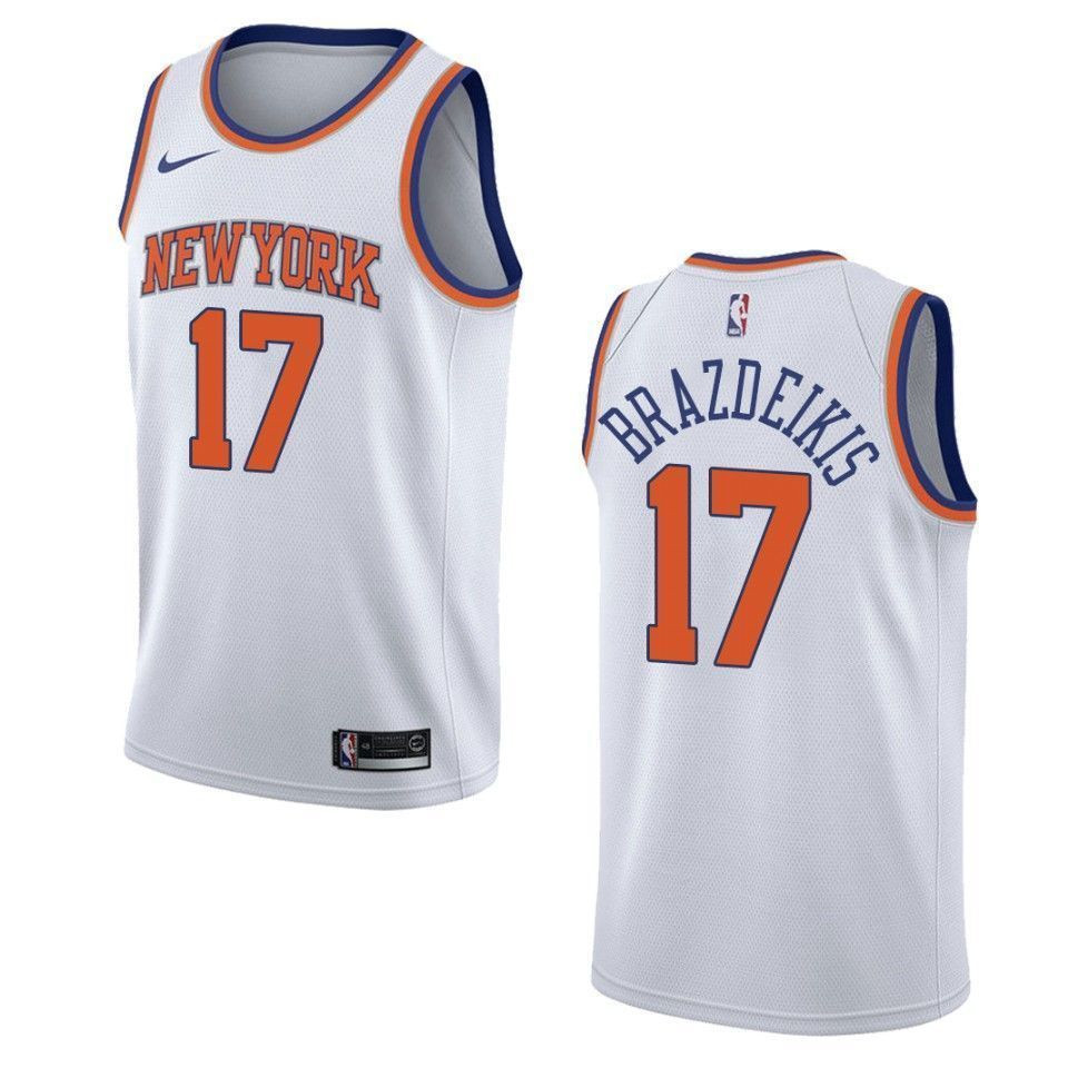 Men's New York Knicks 17 Iggy Brazdeikis Association Swingman Jersey - White