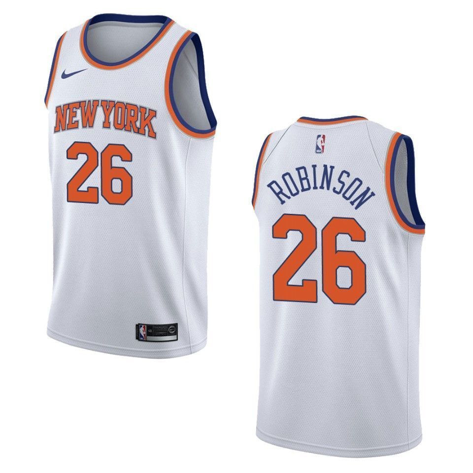 Men's New York Knicks 26 Mitchell Robinson Association Swingman Jersey - White