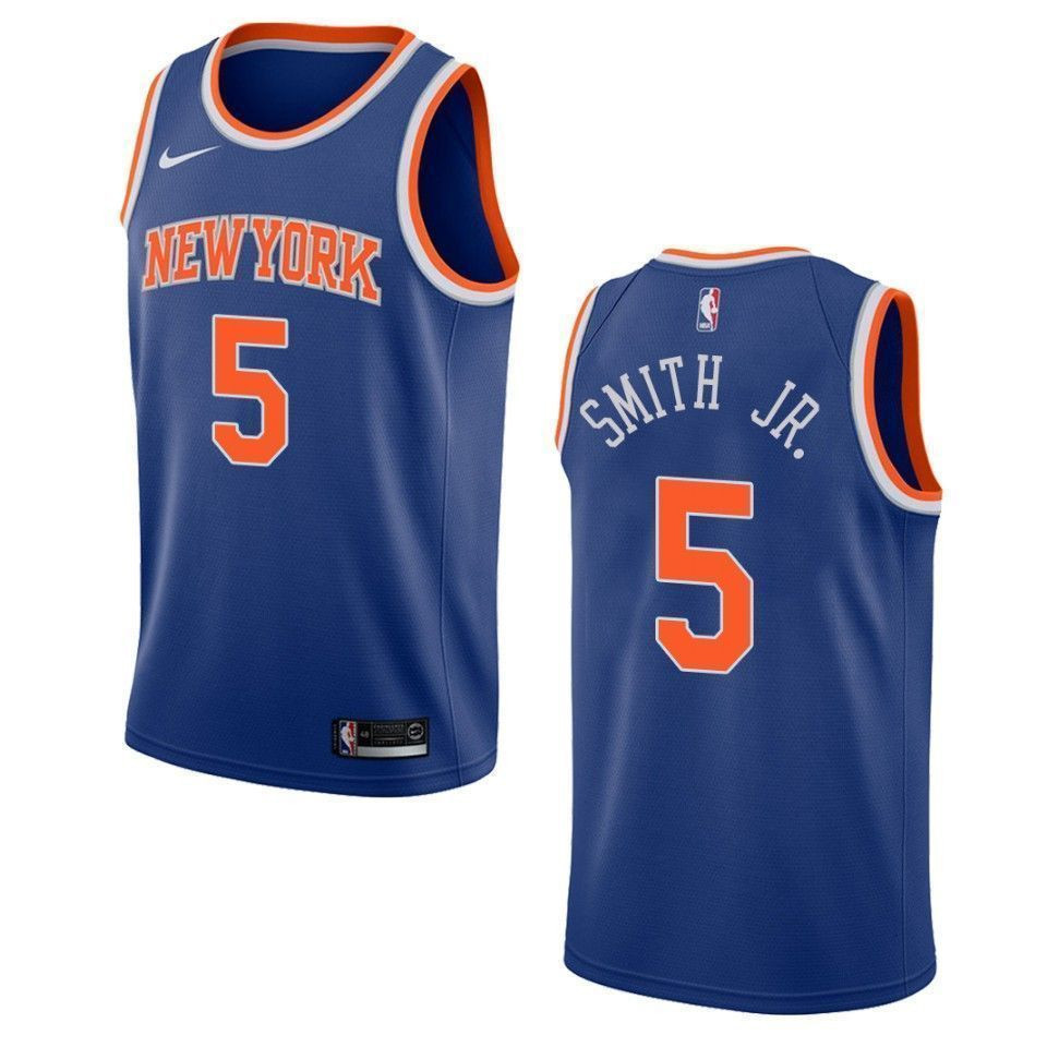 Men's New York Knicks 5 Dennis Smith Jr. Icon Swingman Jersey - Blue