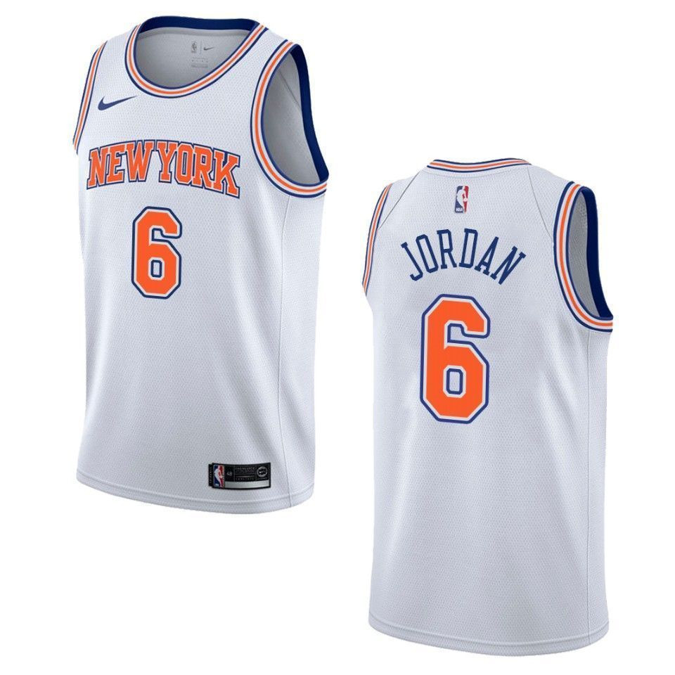 Men's New York Knicks 6 Deandre Jordan Statement Swingman Jersey - White