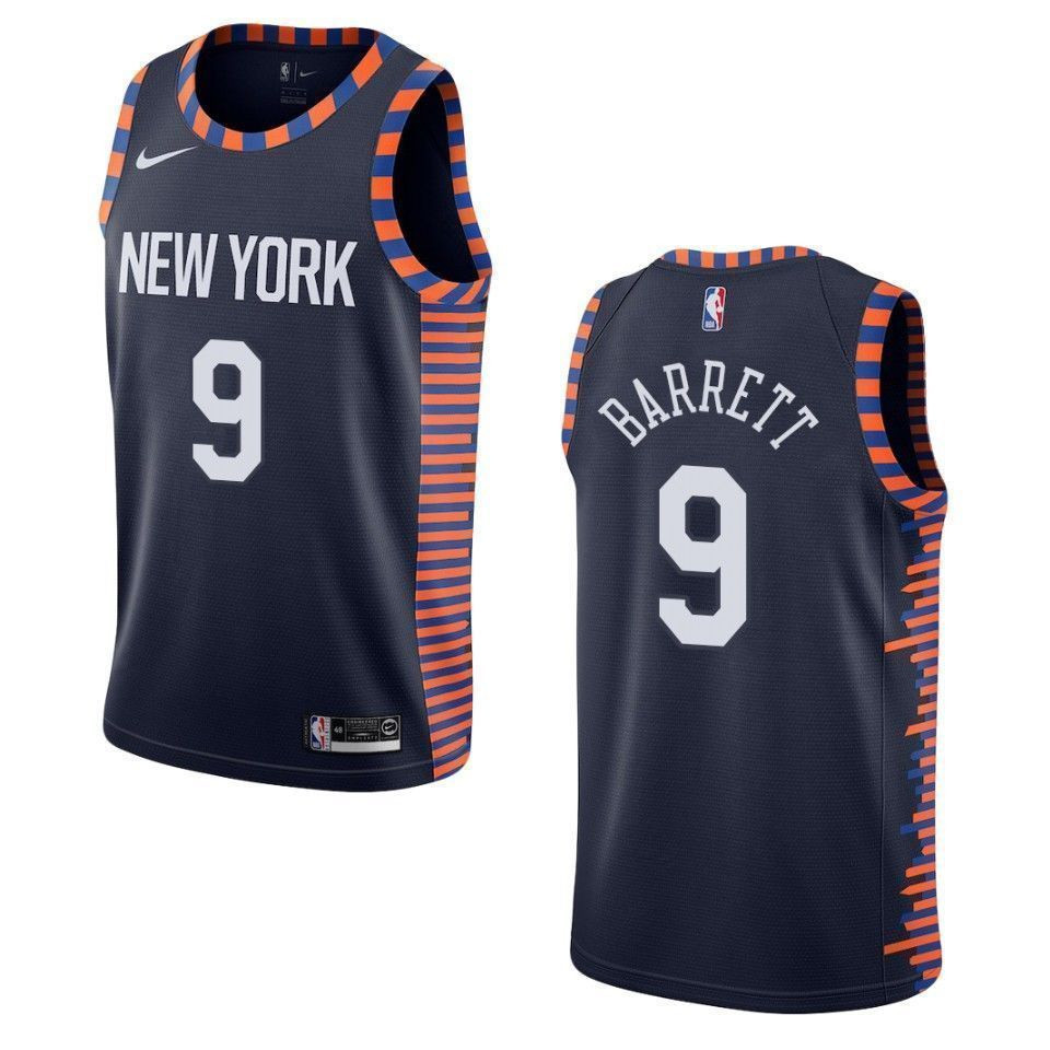 Men's New York Knicks 9 R.j. Barrett City Swingman Jersey - Navy